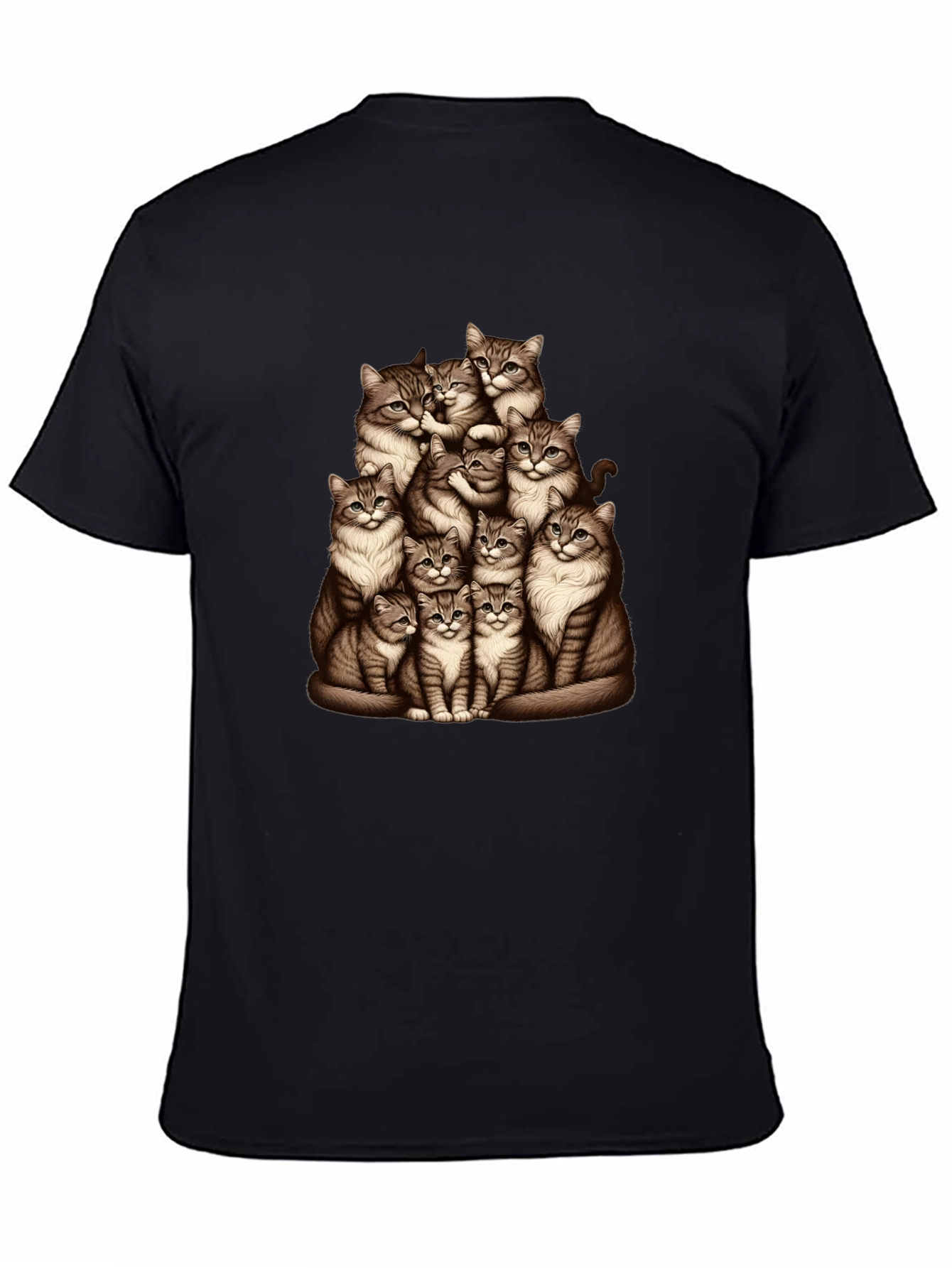 Black Cat Pile T-Shirt - Graphic Tee view 4