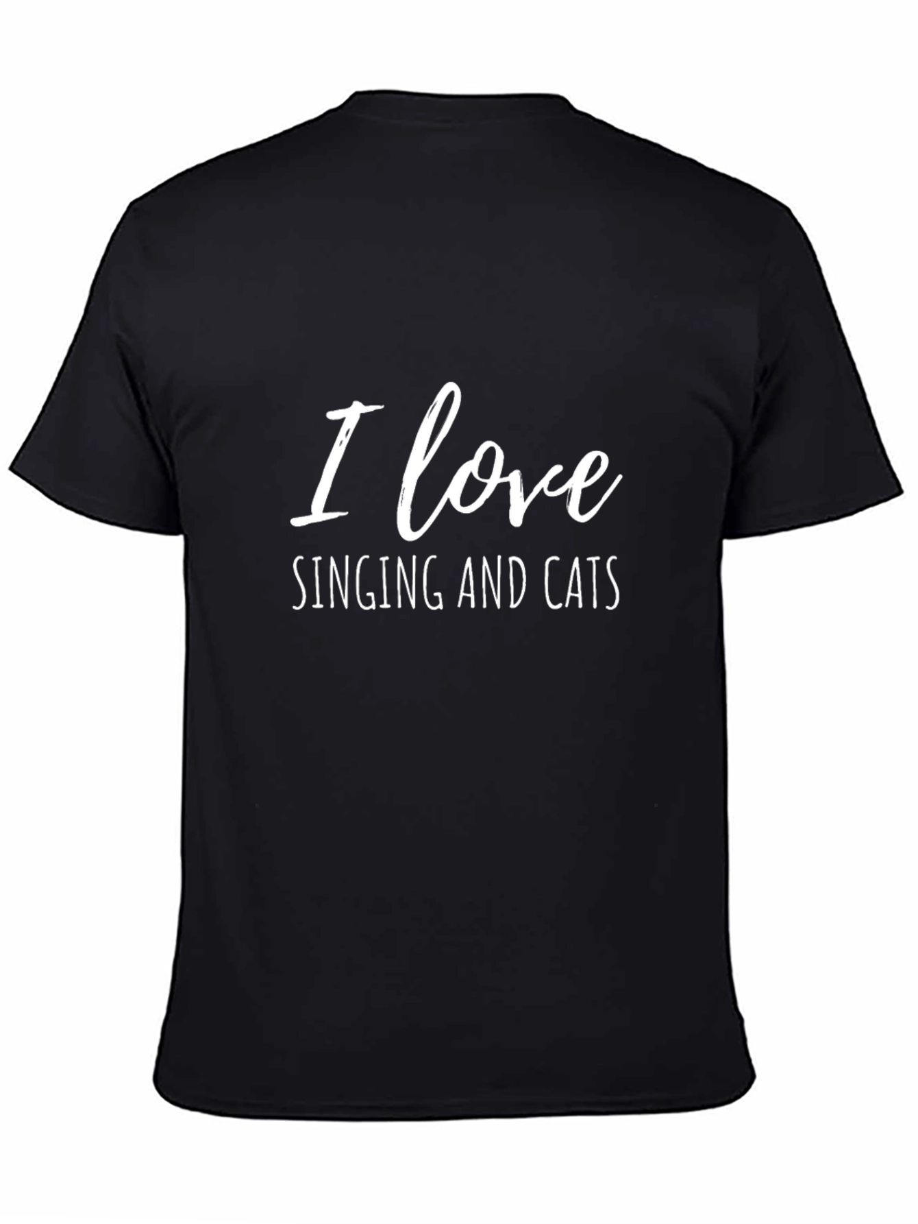Black I Love Singing and Cats Graphic T-Shirt view 4