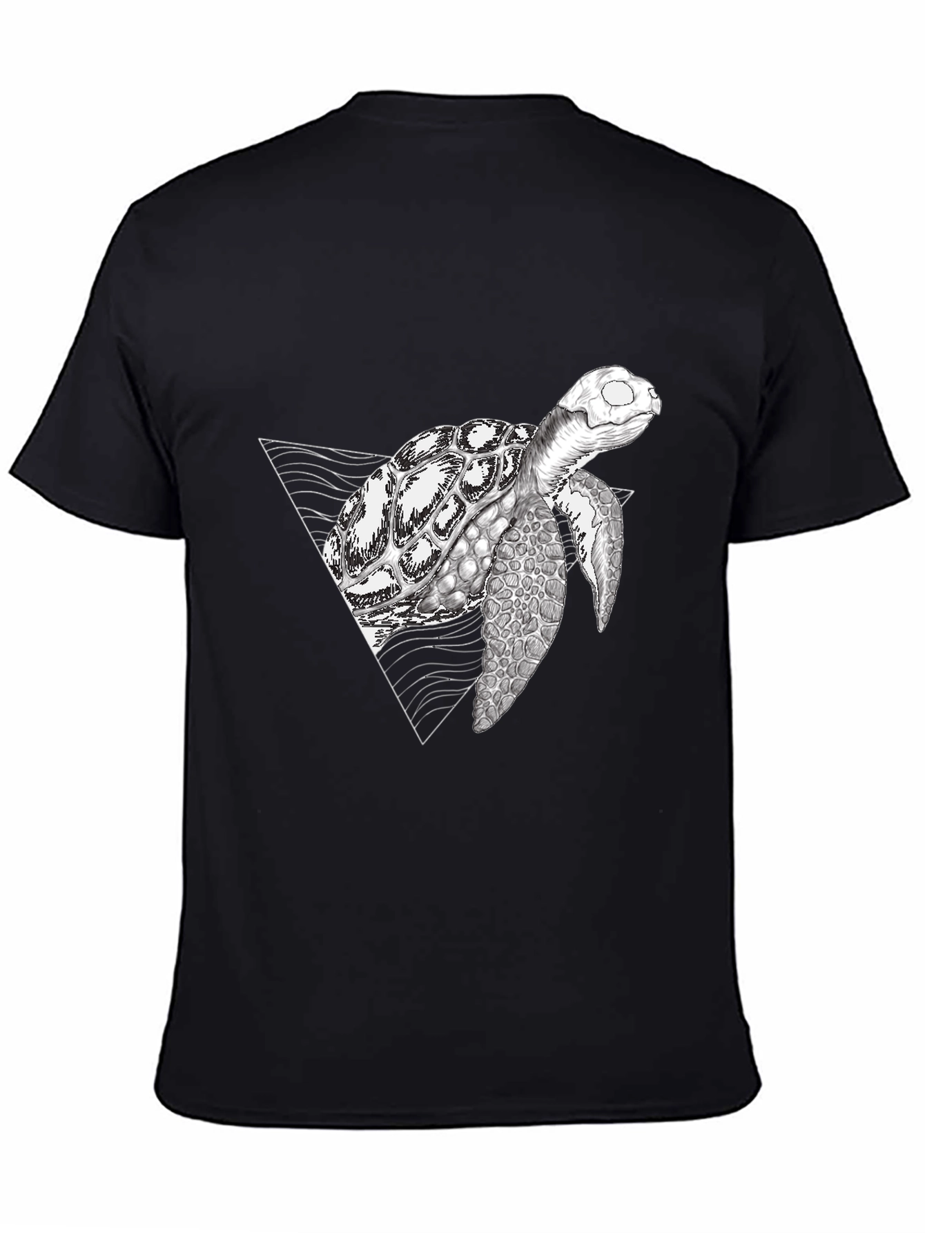 Black Geometric Turtle Black T-Shirt view 4