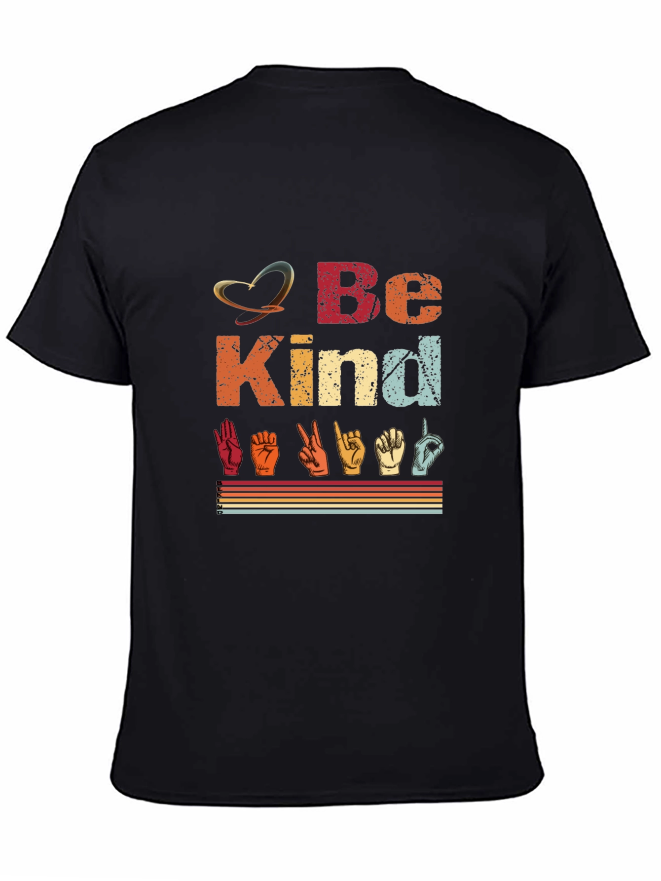 Black Be Kind Sign Language T-Shirt view 4