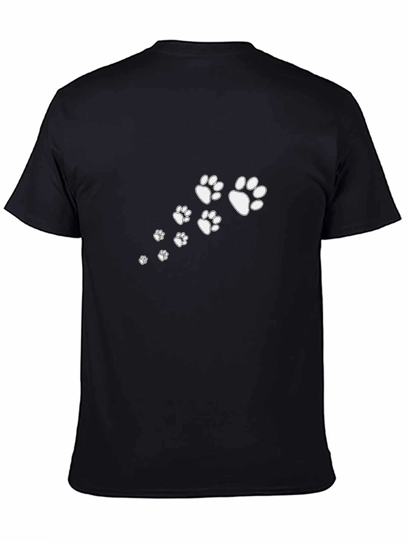 Black Black T-Shirt with White Paw Prints view 4