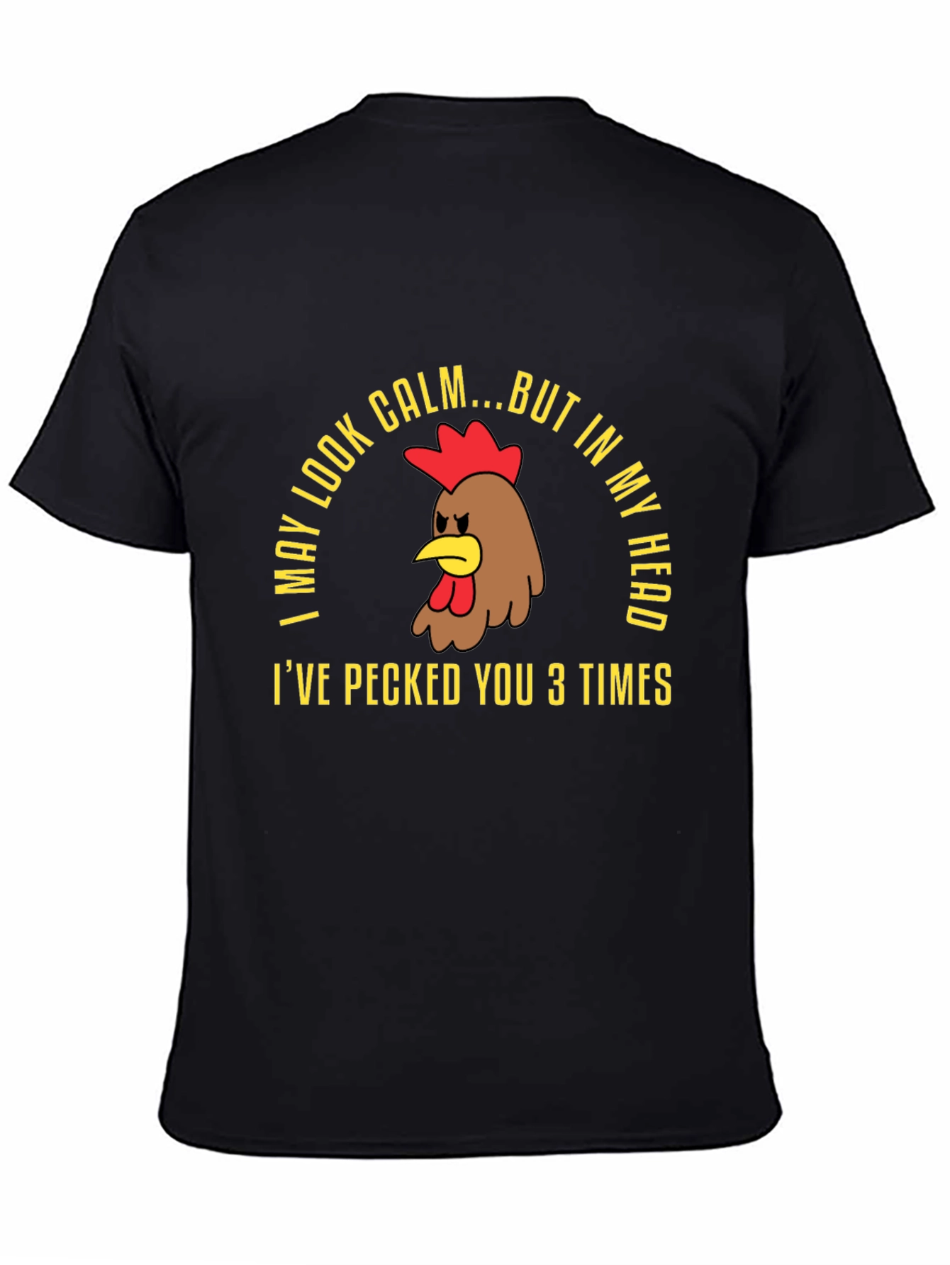 Black Calm Chicken Graphic Tee - Funny Humor T-Shirt view 4
