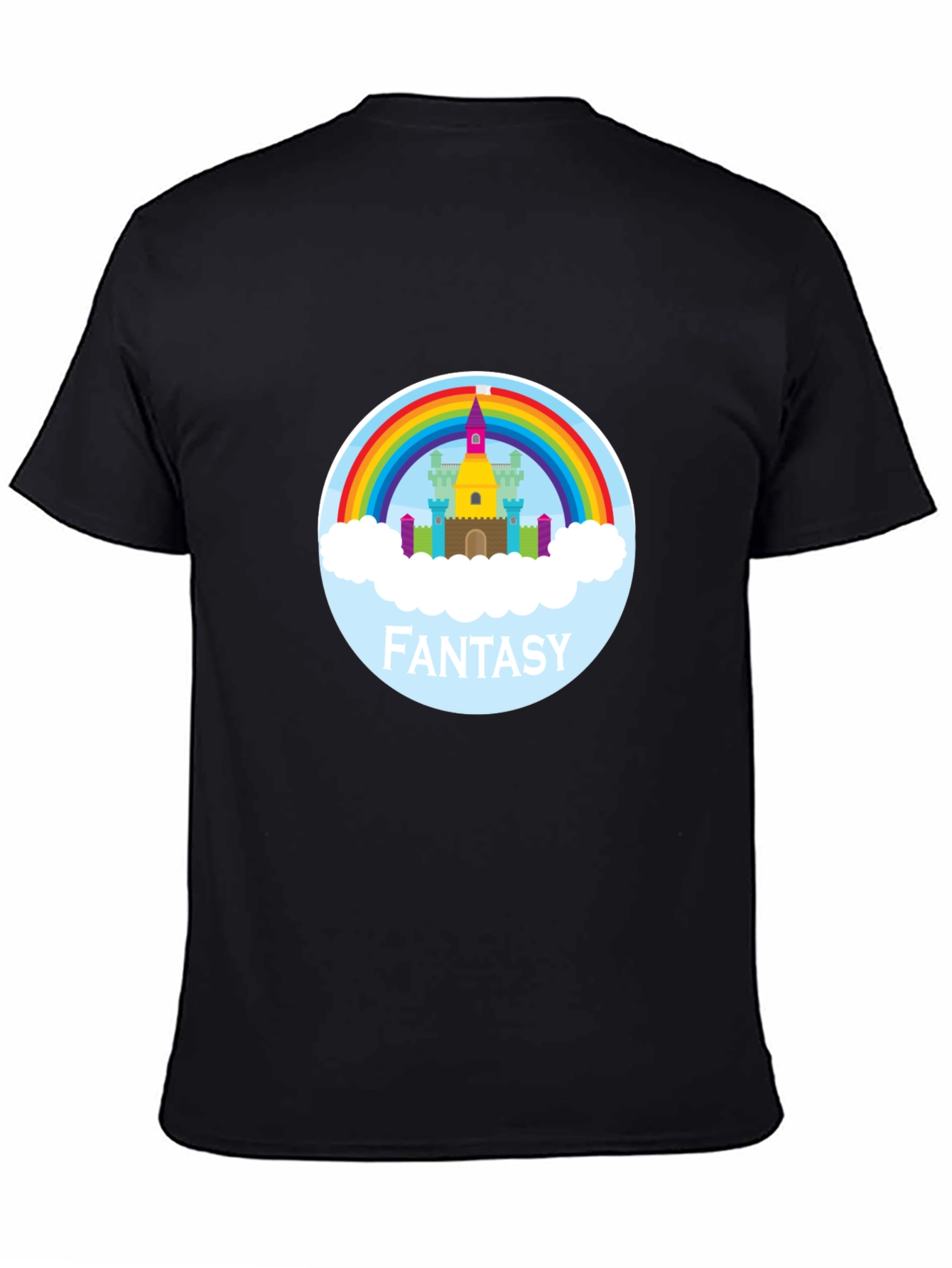 Black Fantasy Castle Rainbow Graphic Tee - Unisex view 4