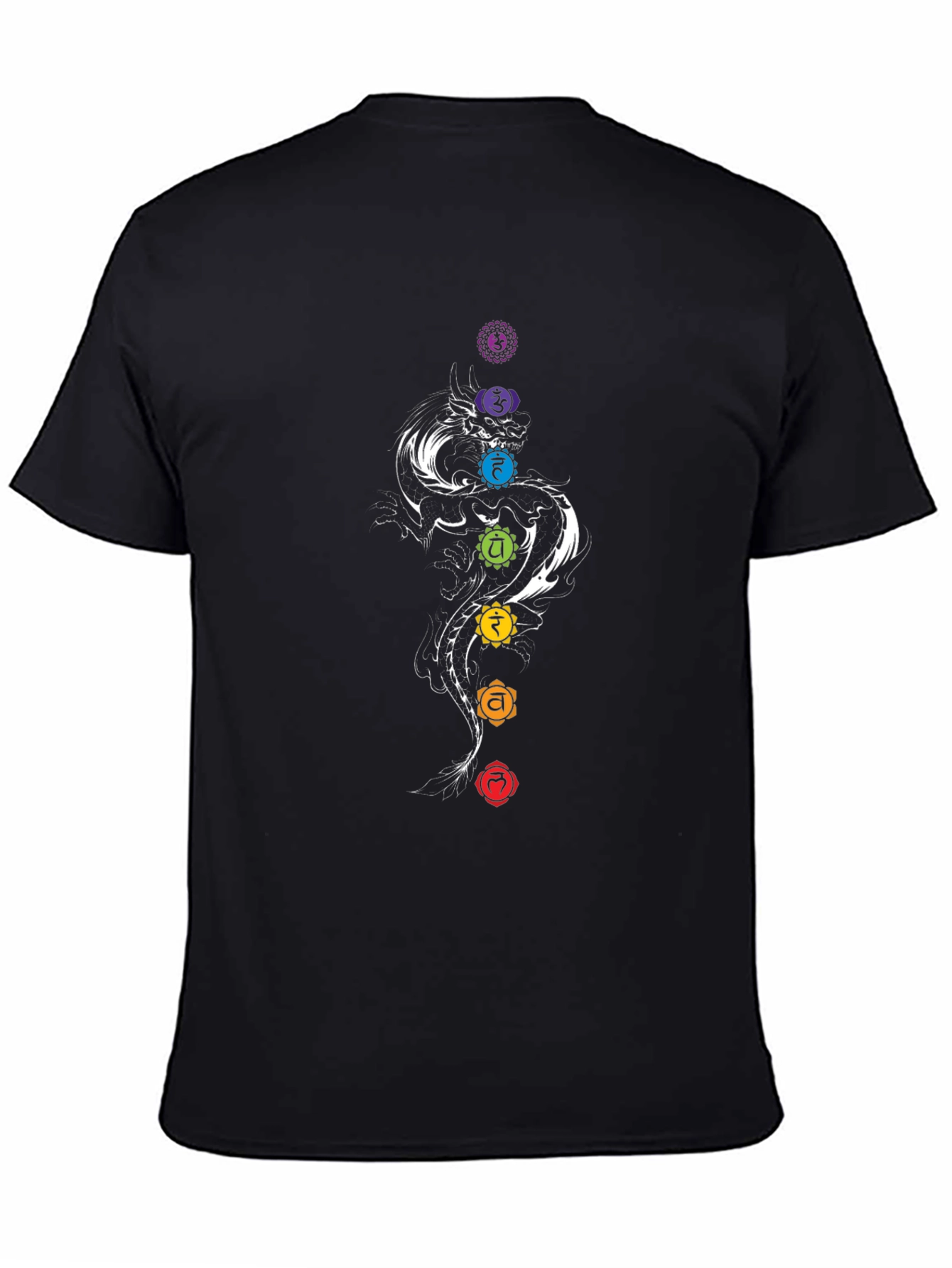 Black Chakra Dragon Graphic Tee - Black Cotton Blend view 4
