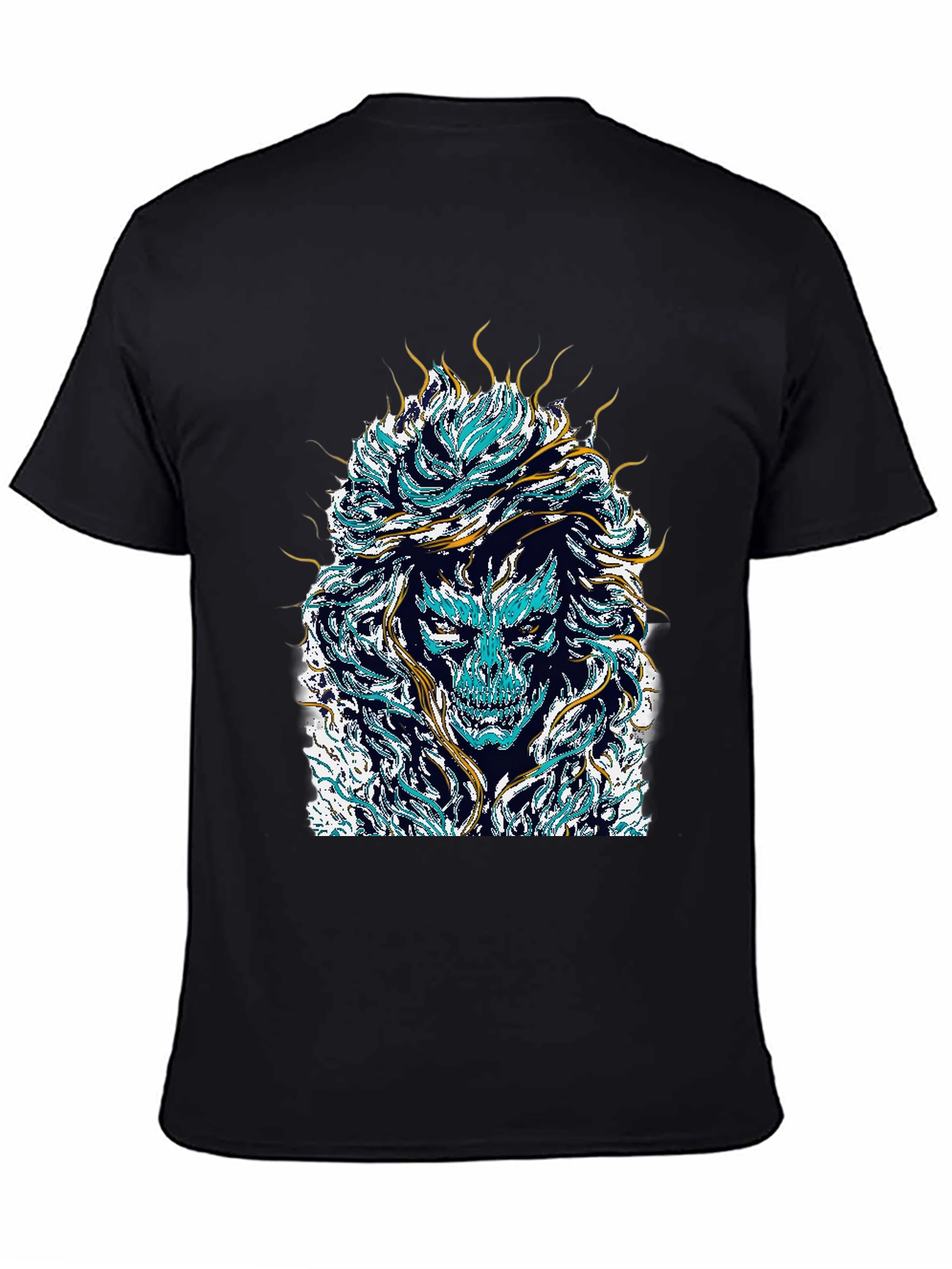Black Mystical Skull Graphic Tee - Black Cotton Shirt view 4