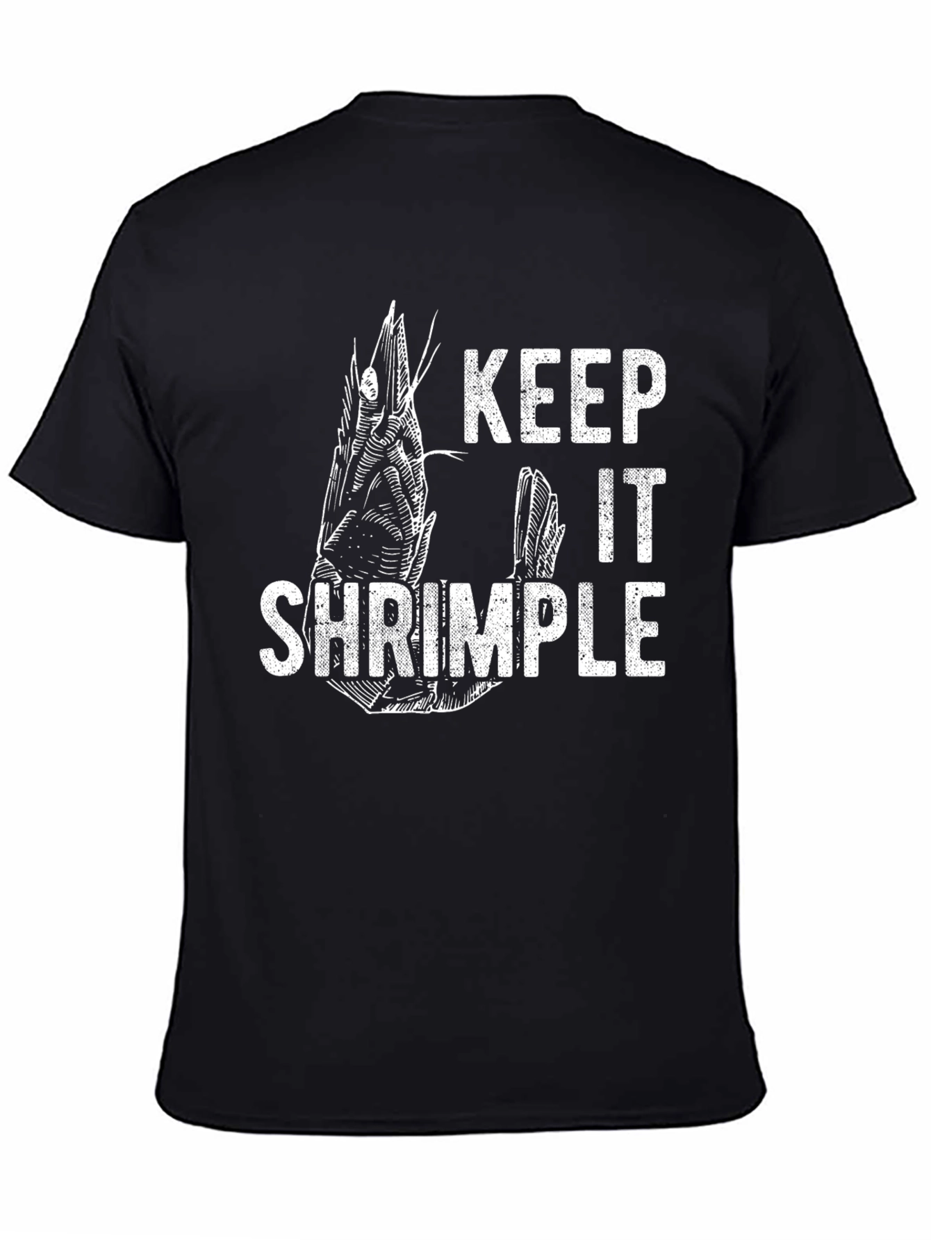 Black Keep It Shrimple T-Shirt - Unique Graphic Tee view 4