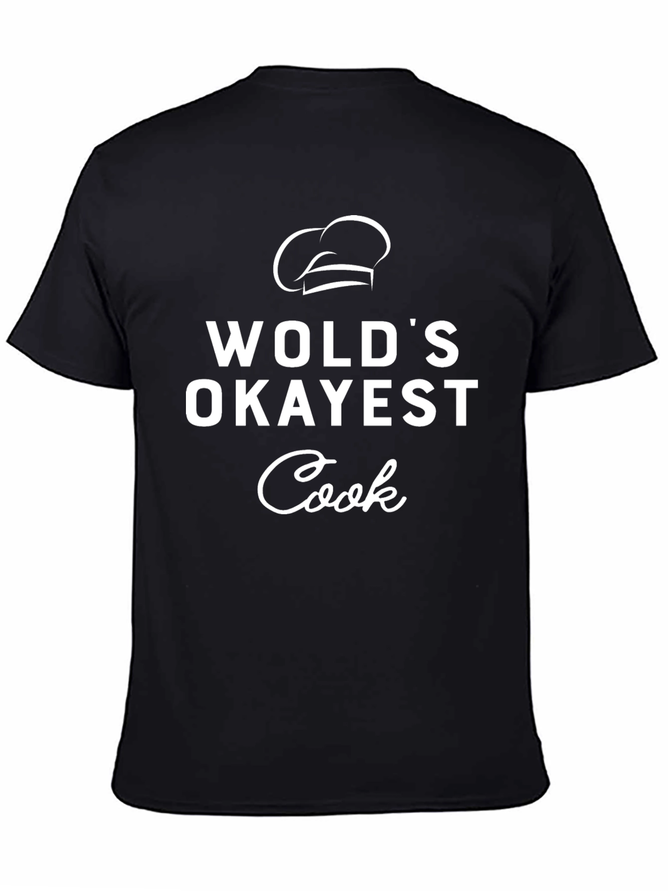 Black World's Okayest Cook T-Shirt Chef Hat Graphic Tee view 4