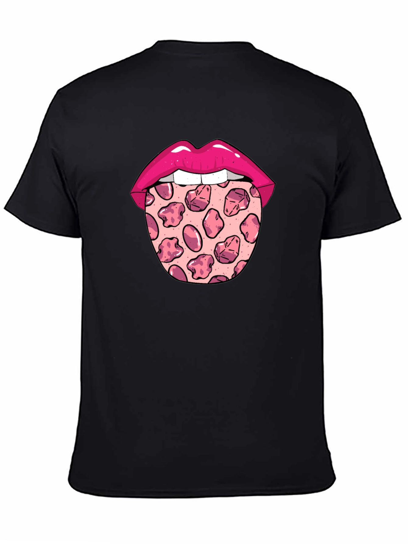 Black Pizza Tongue Graphic Tee - Black Crew Neck view 4
