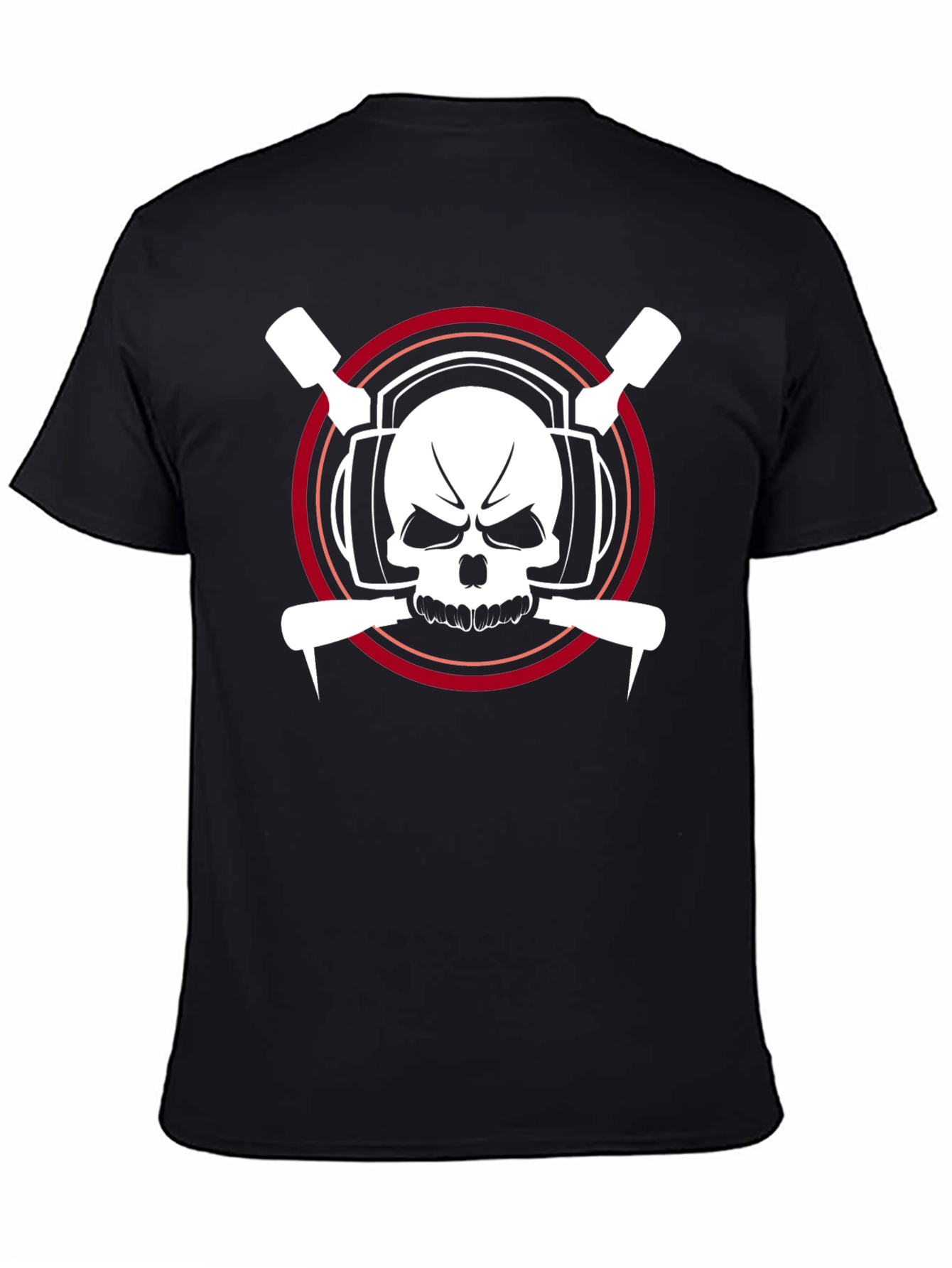 Black Skull & Tools Graphic Print T-Shirt view 4