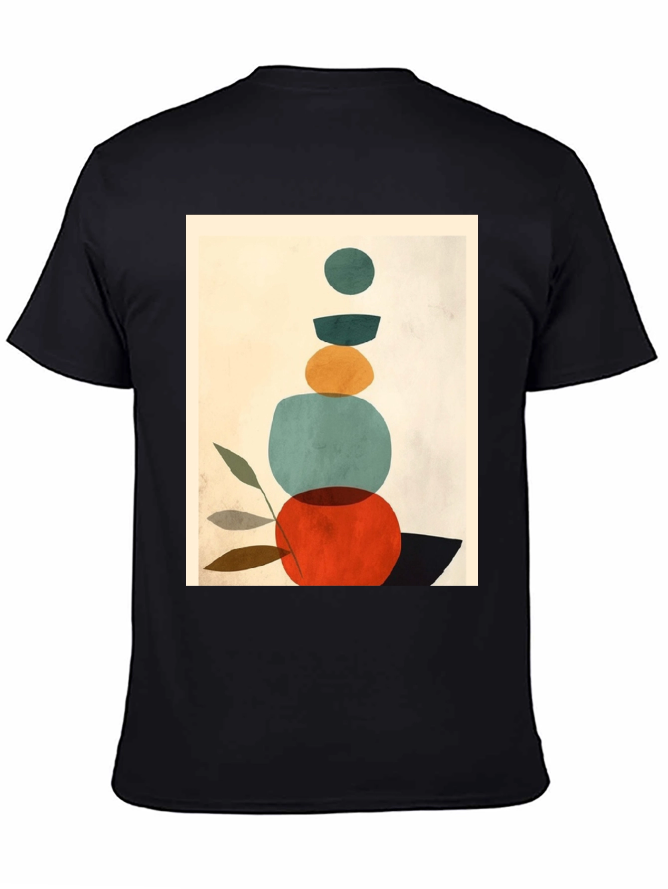 Black Modern Abstract Art Graphic Tee - Unisex Black T-Shirt view 4