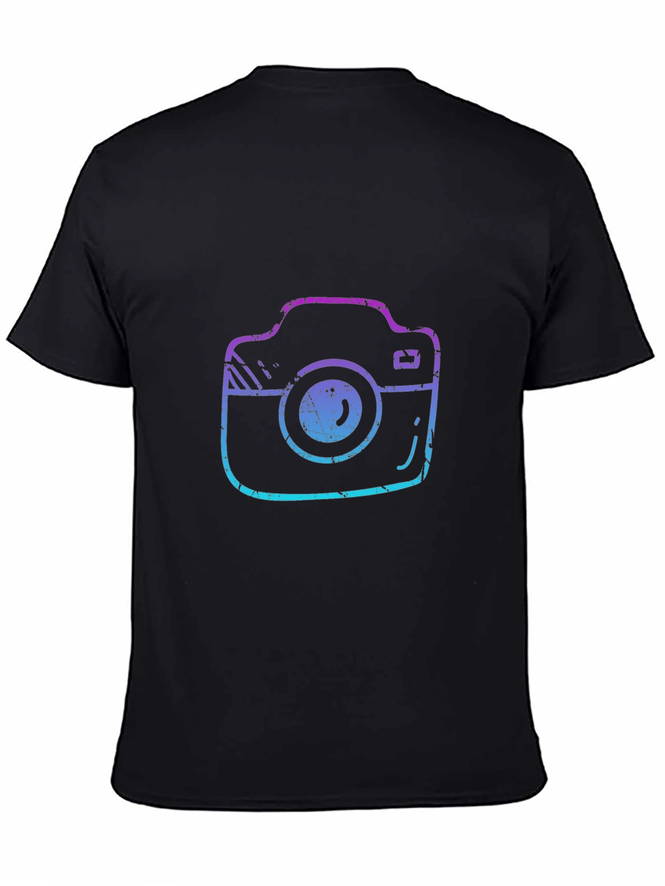 Black Retro Camera Graphic Tee - Black Cotton T-Shirt view 4