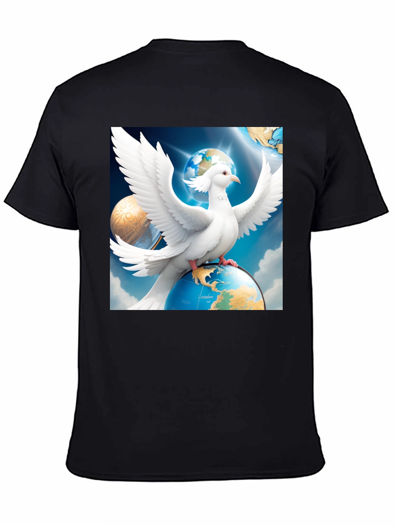 Black Dove Peace Globe Black T-Shirt view 4