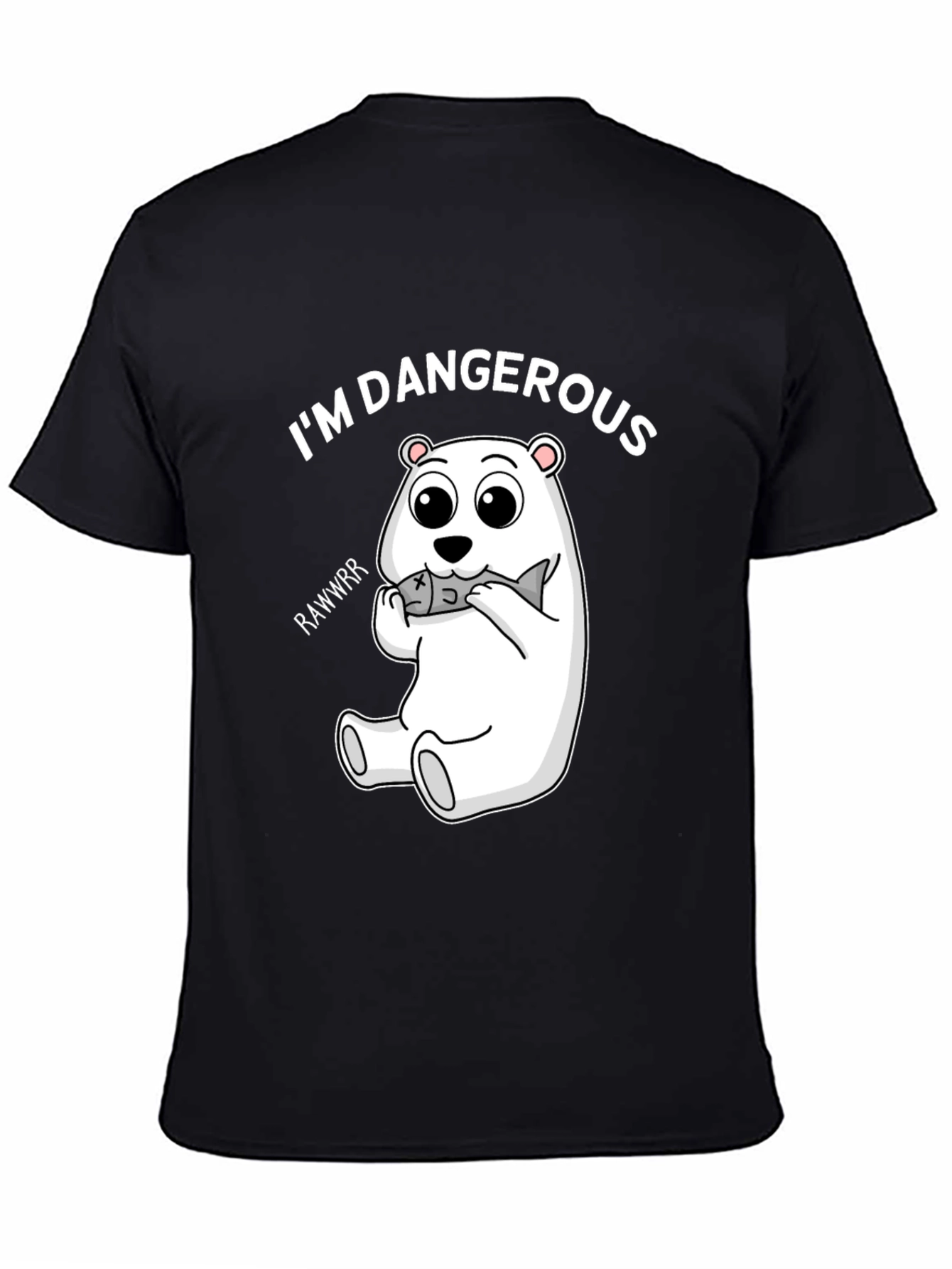 Black I'm Dangerous Polar Bear Black T-Shirt view 4