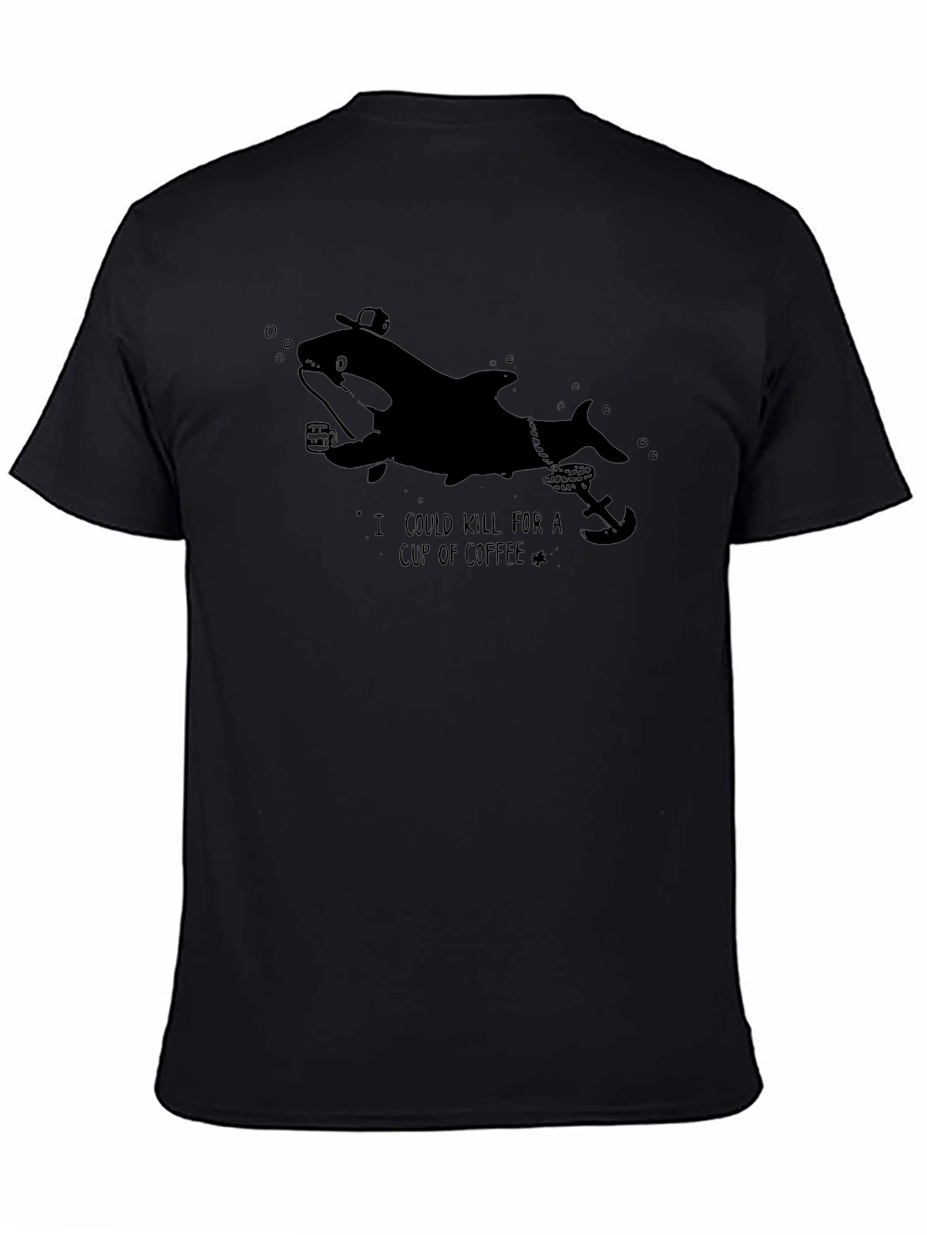 Black Orca Coffee Lover T-Shirt - Funny Nautical Tee view 4