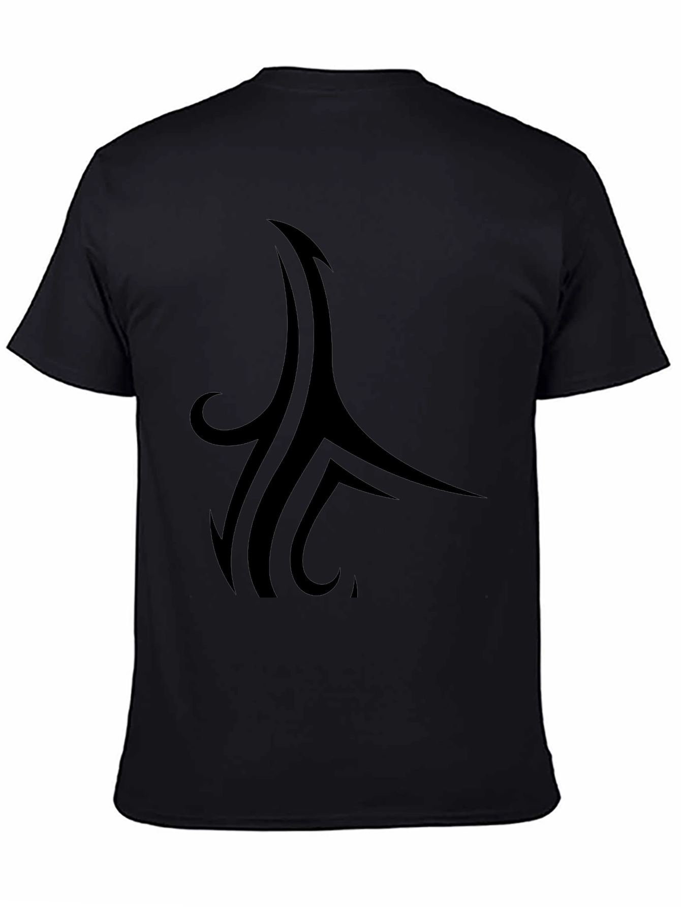 Black Stylish Black Tee with Tribal Design view 4