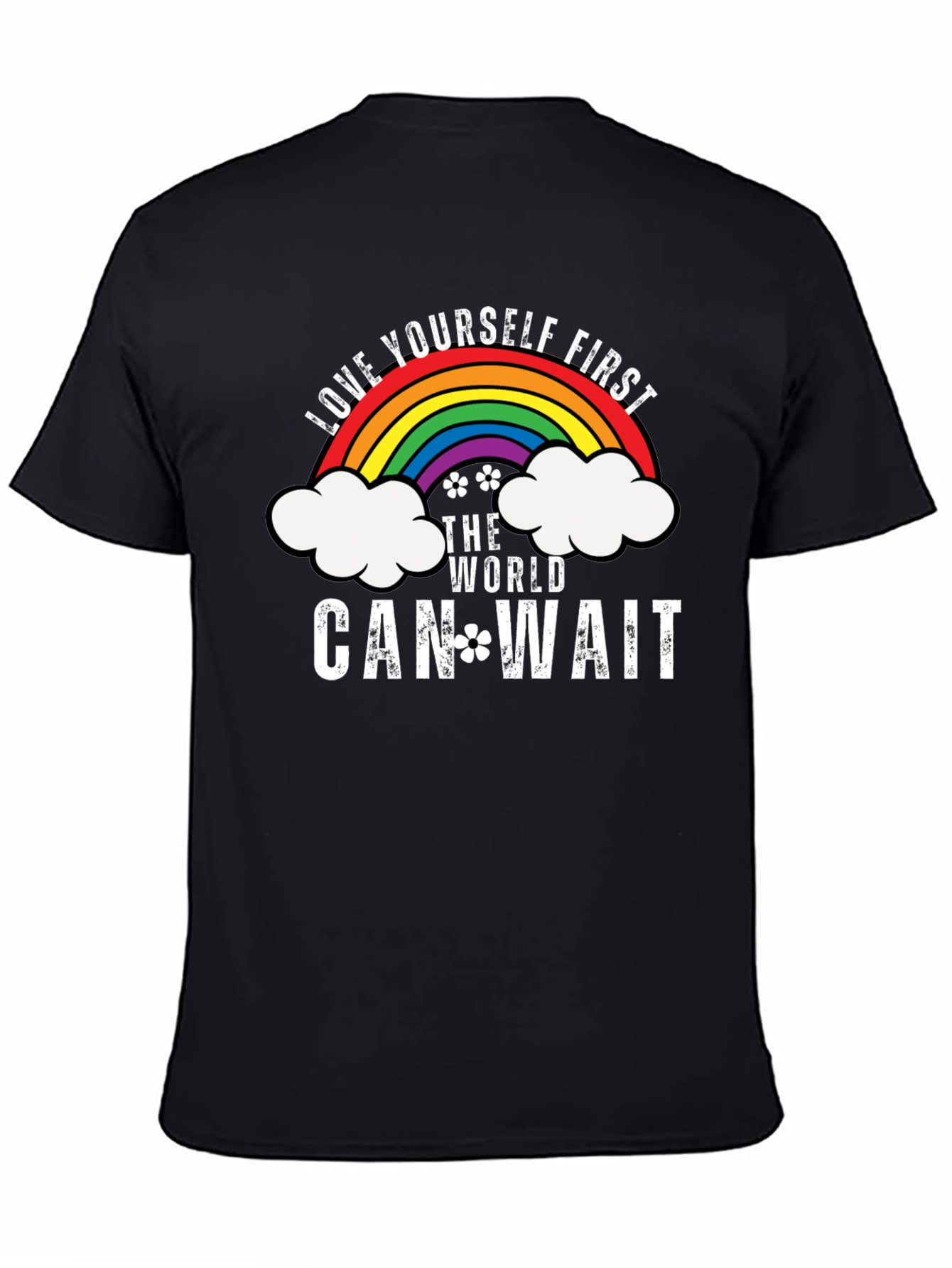 Black Love Yourself First Graphic Tee - Rainbow Design view 4