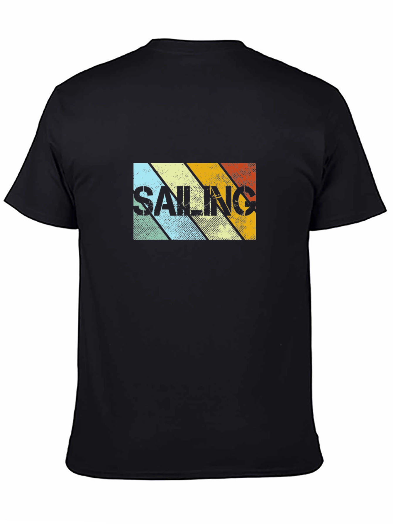 Black Retro Sailing Striped Graphic Tee view 4