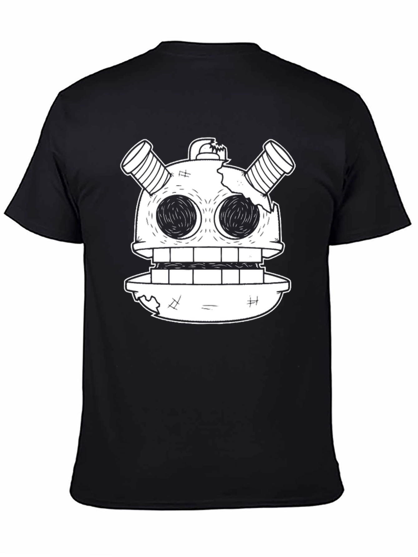 Black Robot Head Graphic Tee - Unique Cartoon Design view 4