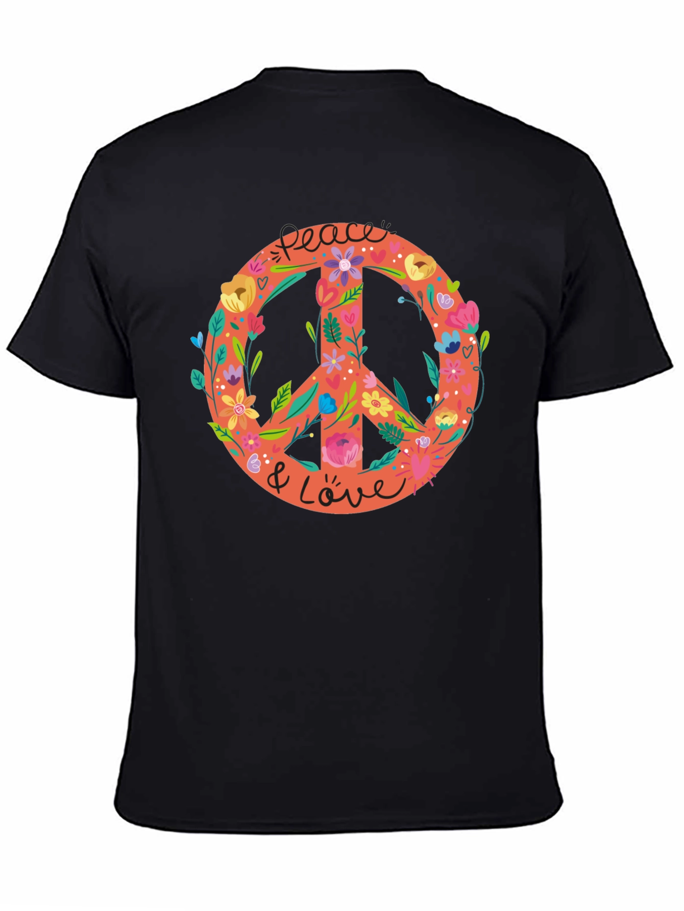 Black Peace & Love Floral Graphic Tee view 4