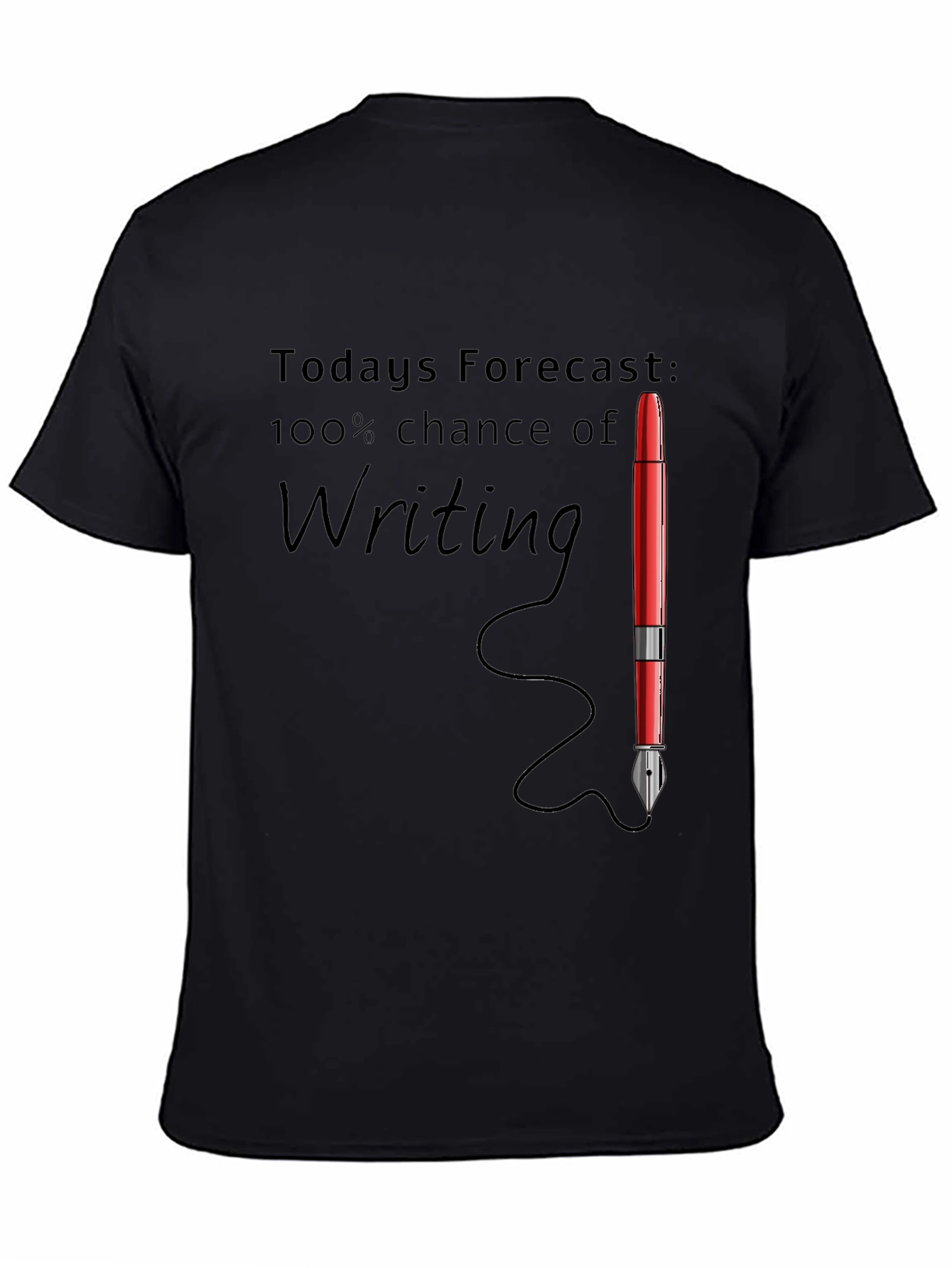 Black Writer's Forecast T-Shirt - 100% Chance of Writing! view 4
