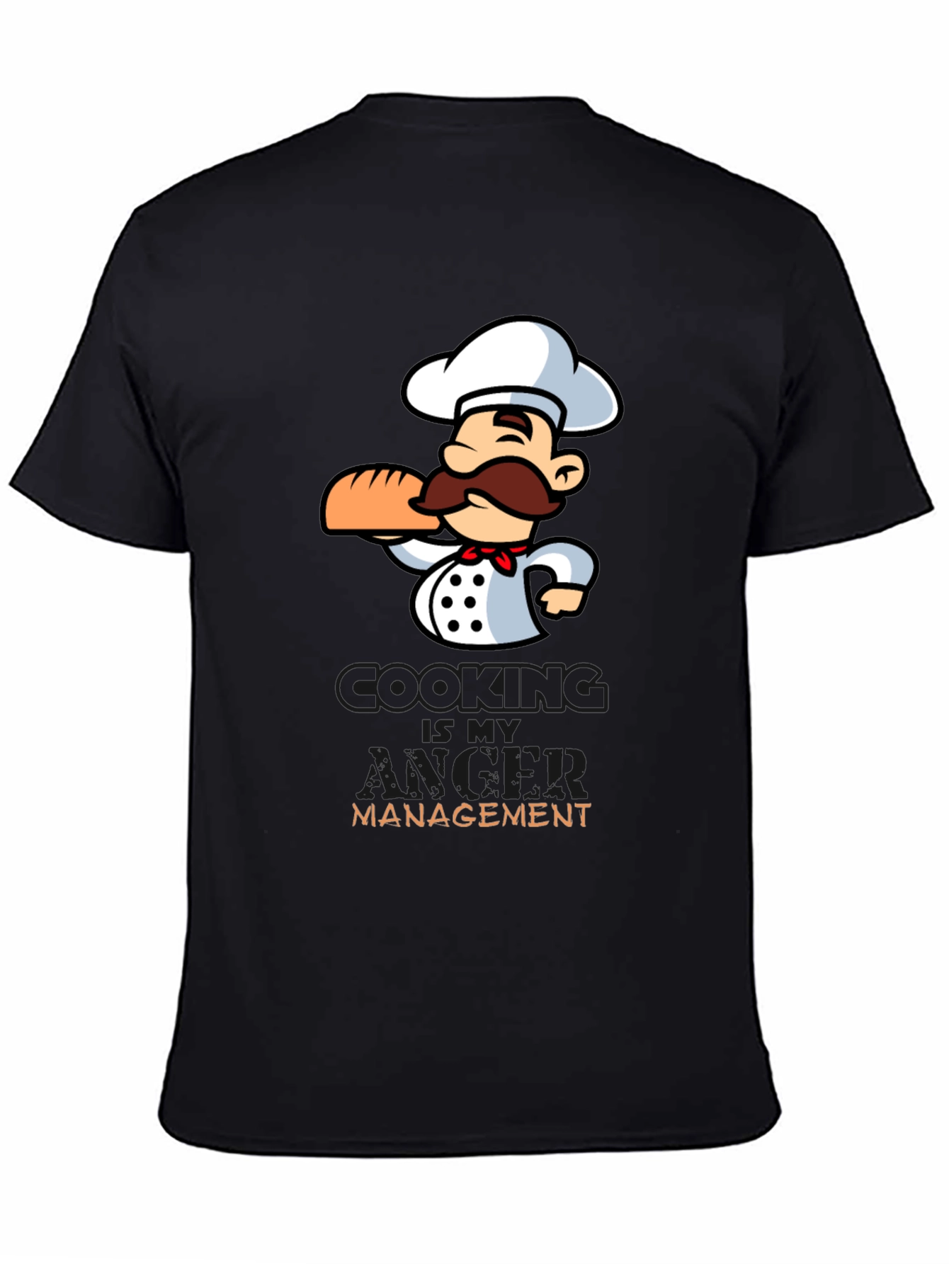 Black Chef Cartoon Graphic T-Shirt - Cooking Management view 4