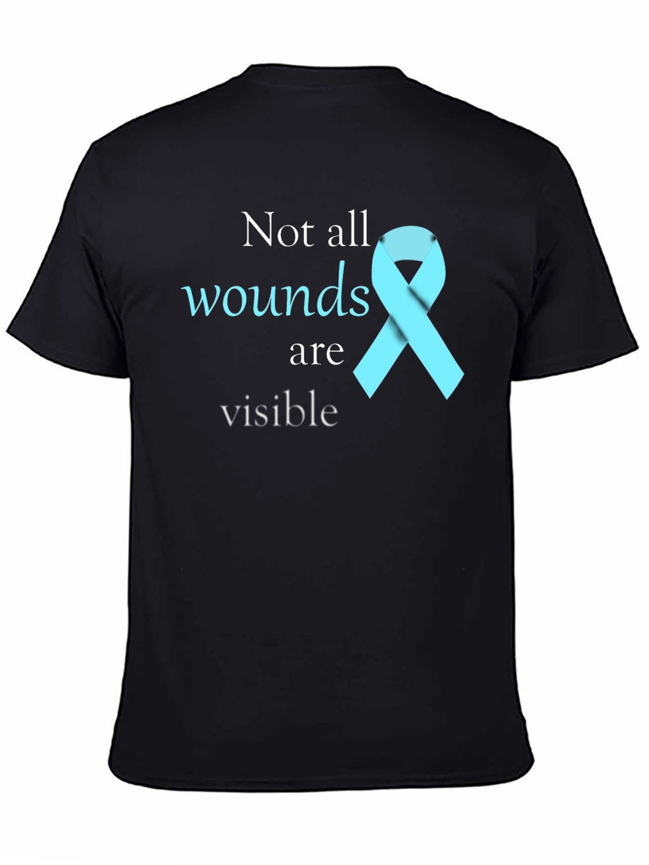 Black Not All Wounds Visible Awareness T-Shirt view 4