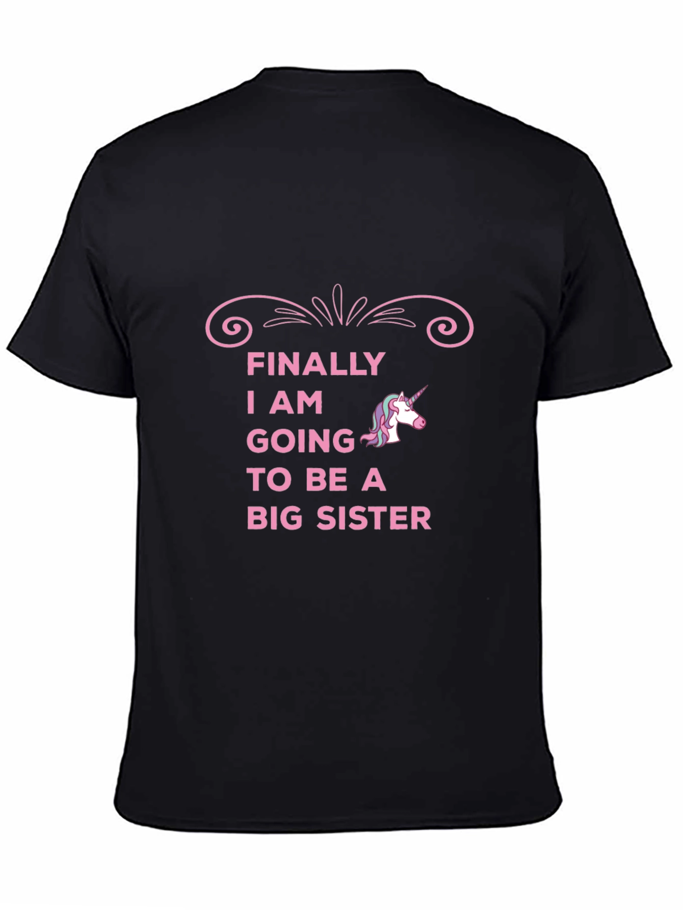 Black Big Sister Unicorn T-Shirt - Cute Announcement Tee view 4