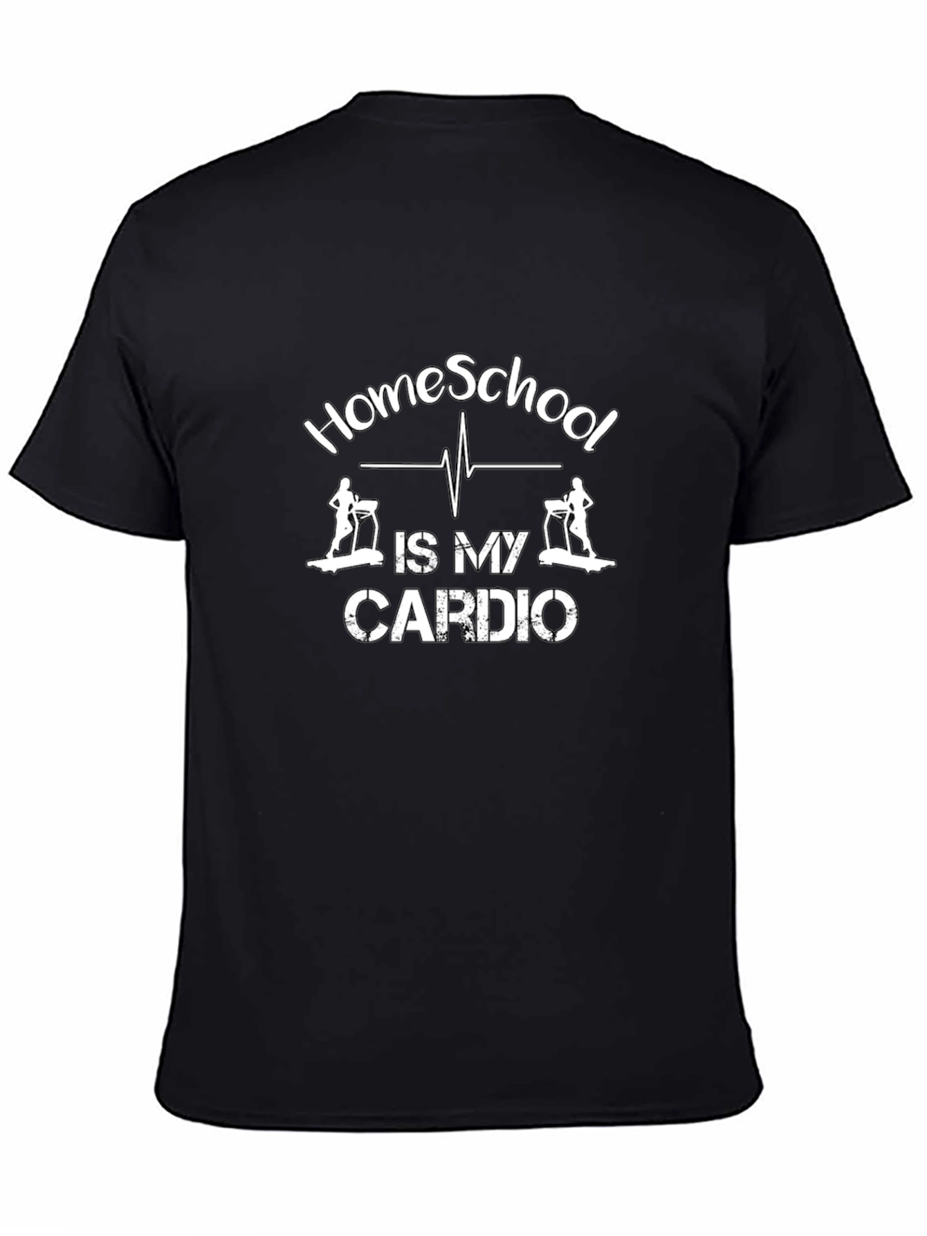 Black Homeschool Cardio T-Shirt - Funny Workout Tee view 4