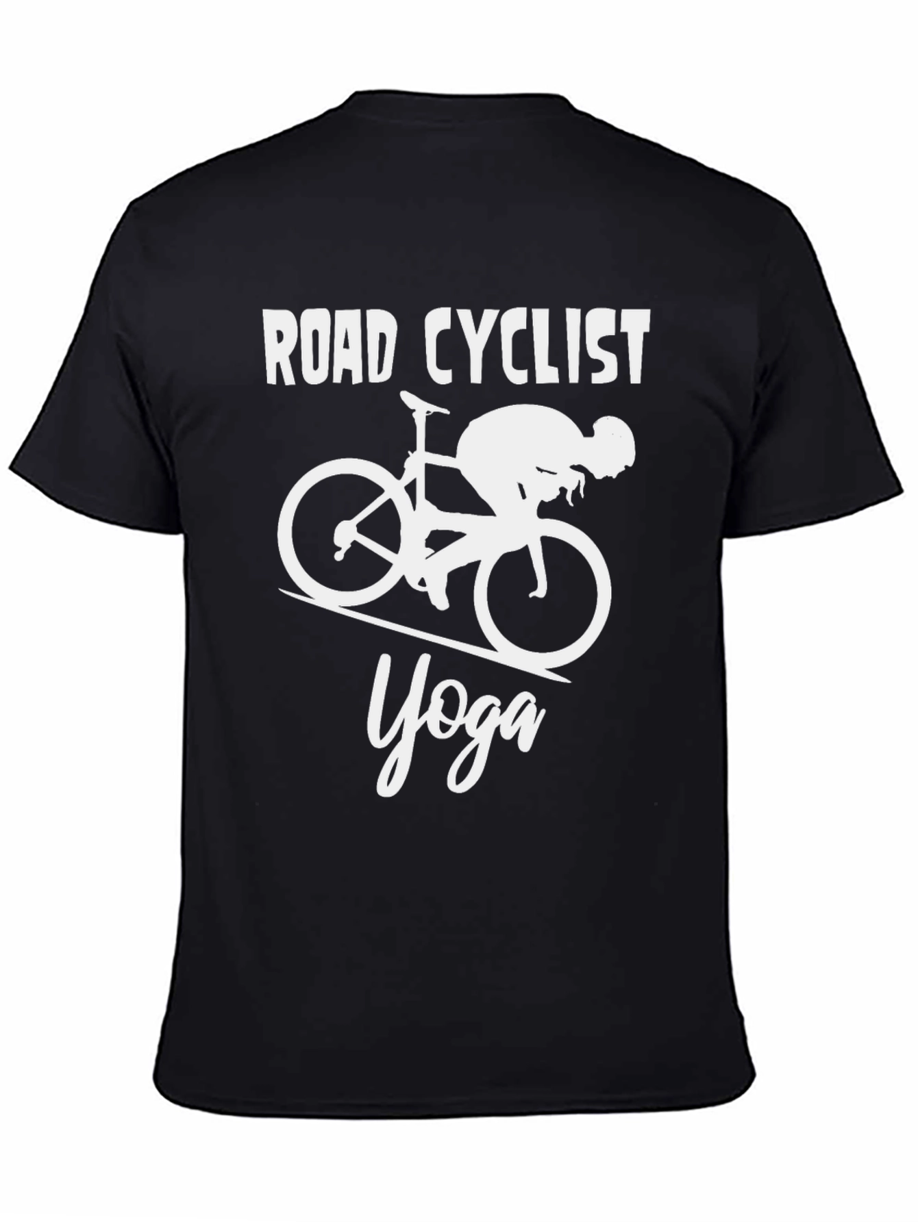 Black Road Cyclist Yoga Graphic T-Shirt - Black view 4