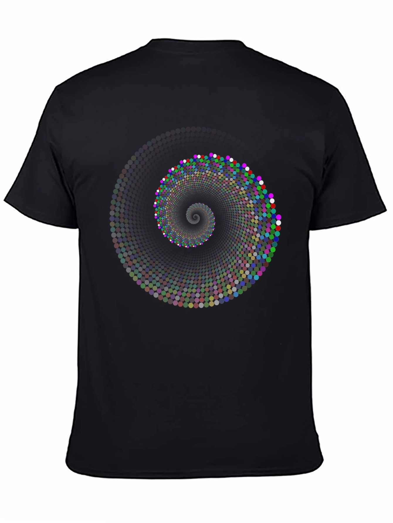 Black Spiral Dot Graphic Black T-Shirt view 4