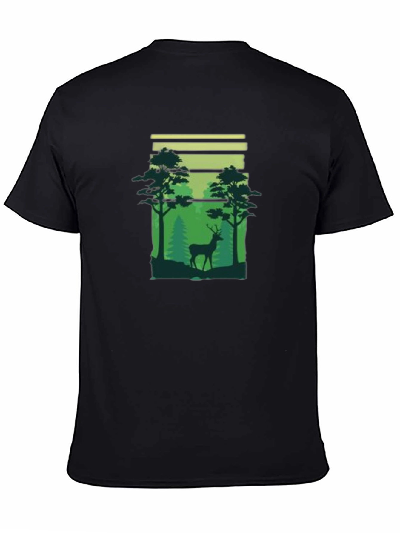 Black Deer in Forest Graphic T-Shirt - Nature Lover Tee view 4