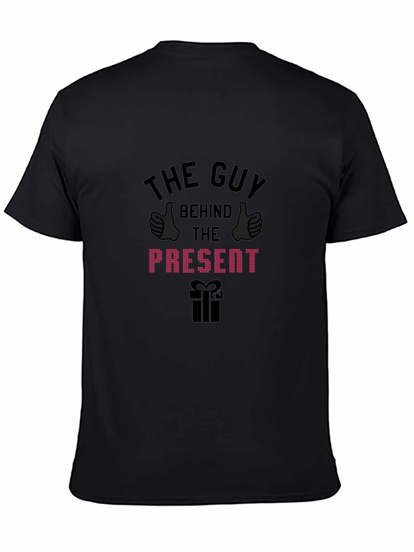 Black The Guy Behind The Present - Novelty Holiday T-Shirt view 4