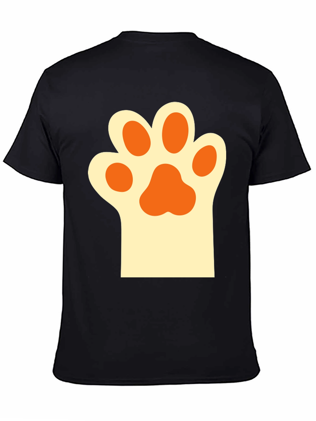 Black Cute Cat Paw Print T-Shirt view 4