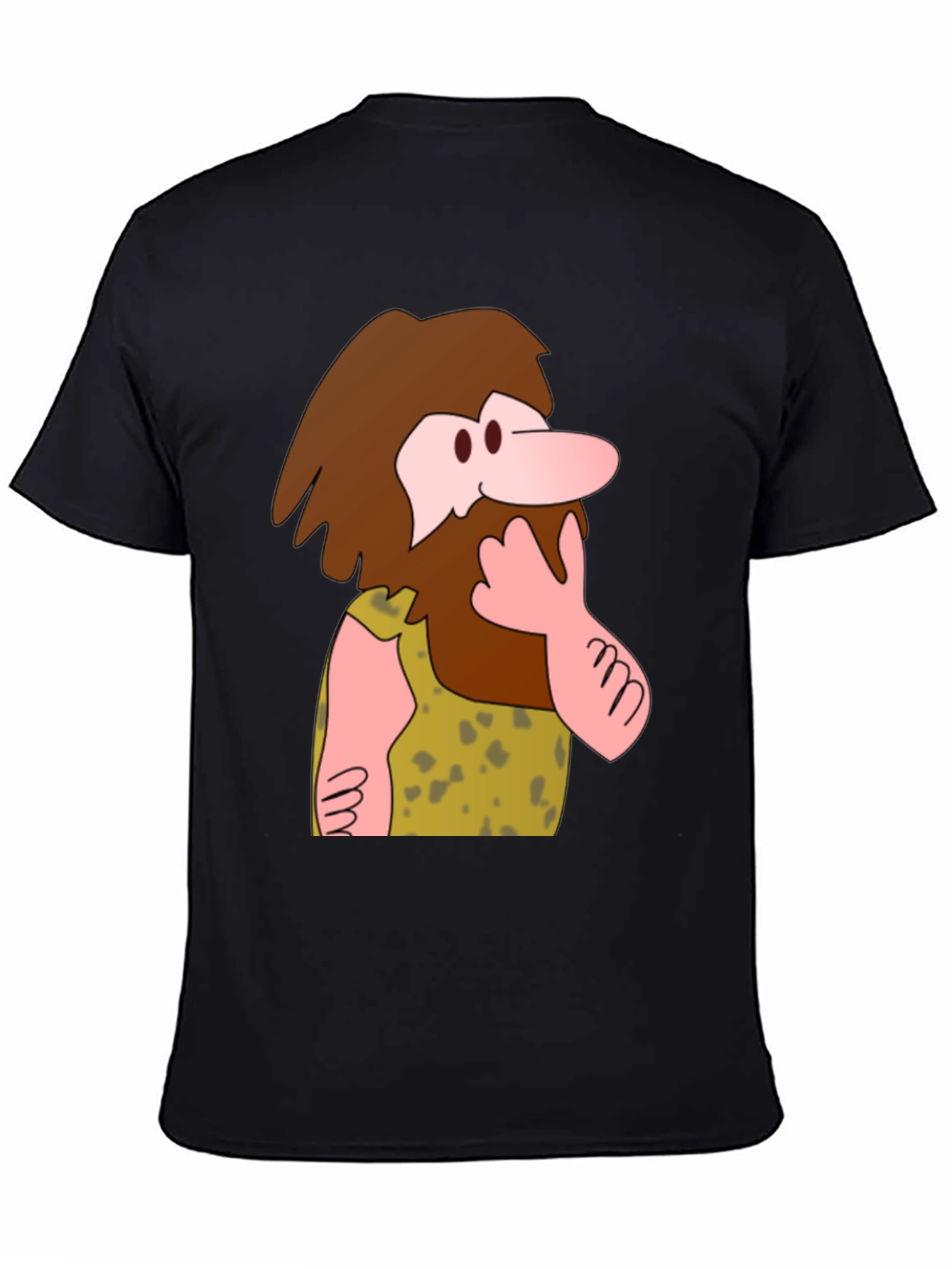 Black Funny Cartoon Caveman Graphic T-Shirt view 4
