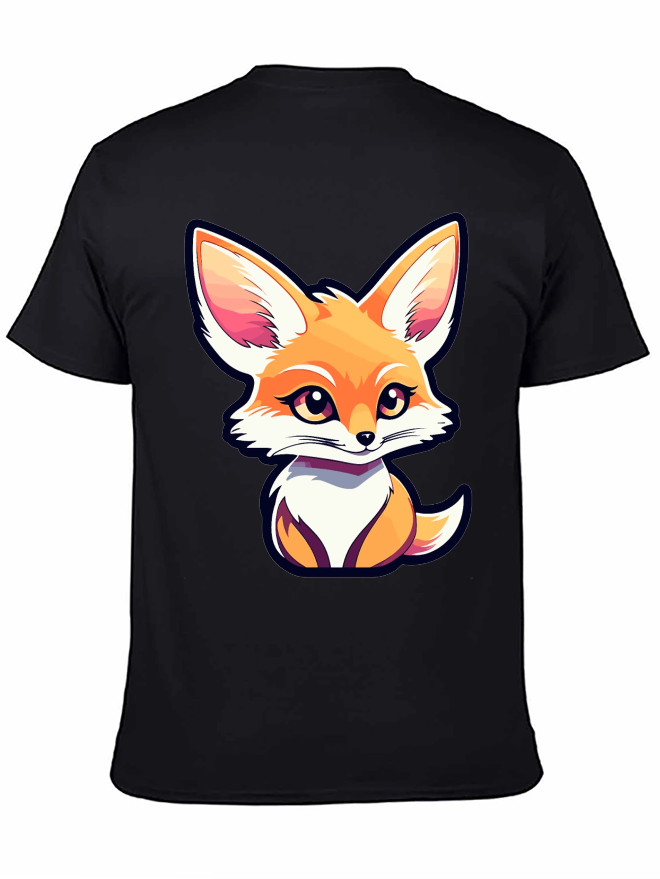 Black Cute Fox Graphic Tee - Unisex Black T-Shirt view 4