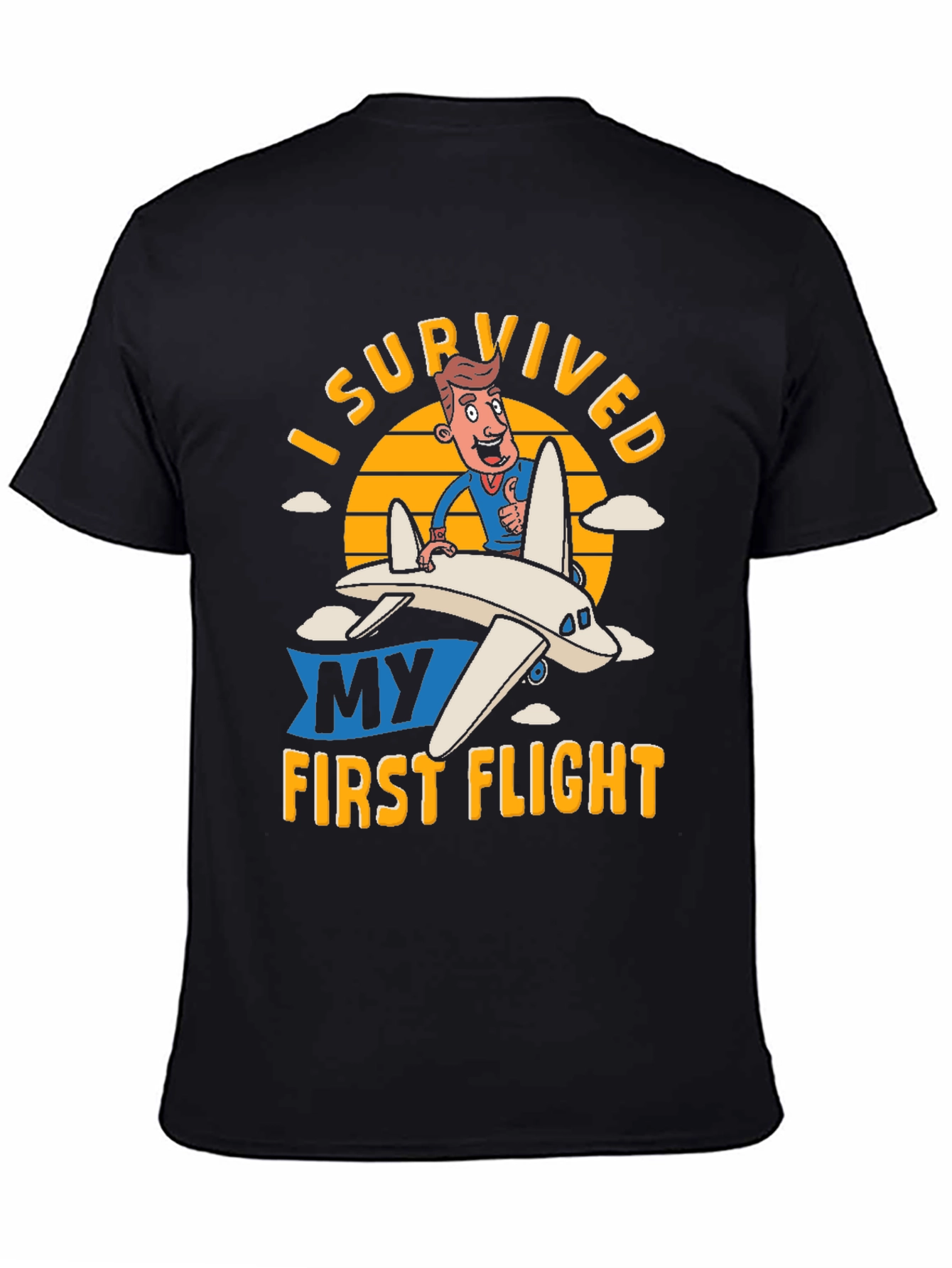 Black I Survived My First Flight T-Shirt view 4
