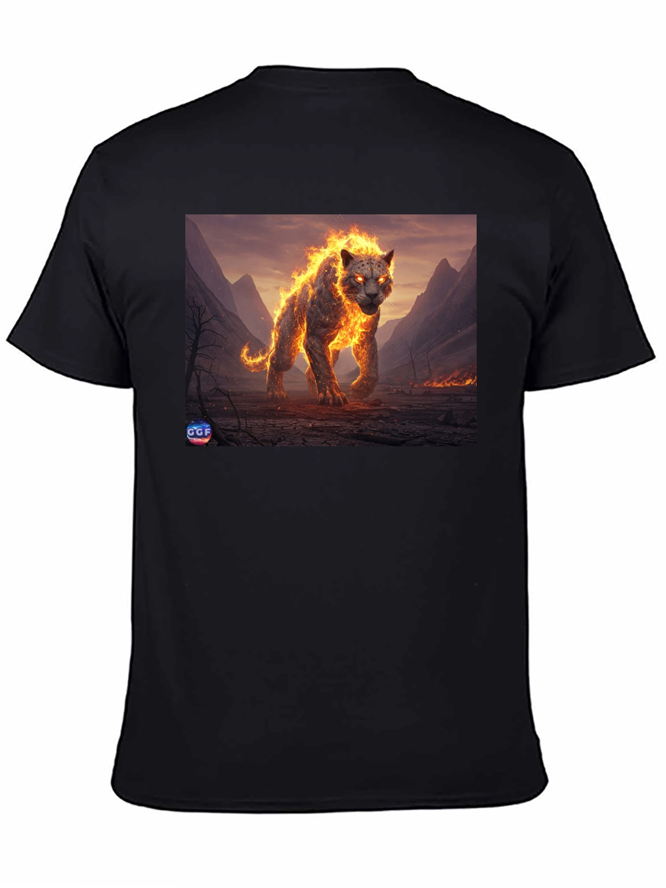 Black Fiery Panther Graphic Tee - Black Cotton Blend view 4