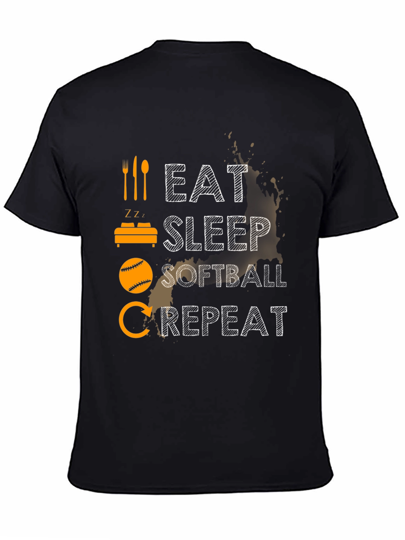 Black Eat Sleep Softball Repeat Graphic T-Shirt view 4