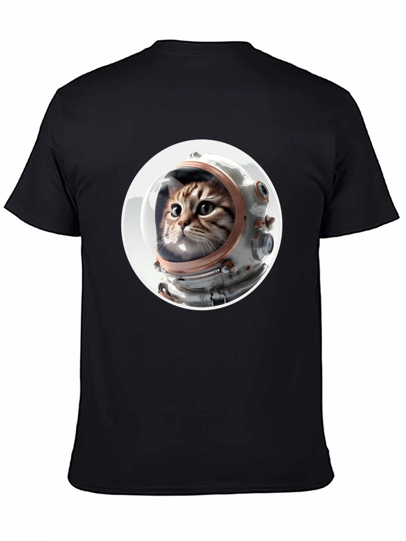 Black Astronaut Cat Graphic Tee - Unisex Black T-Shirt view 4