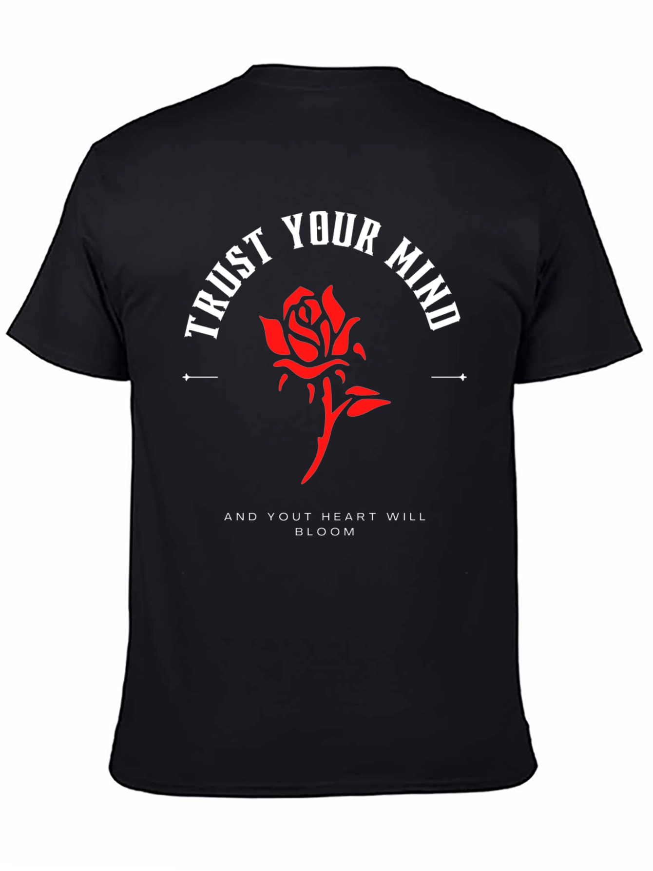 Black Trust Your Mind Rose Graphic Tee - Black view 4