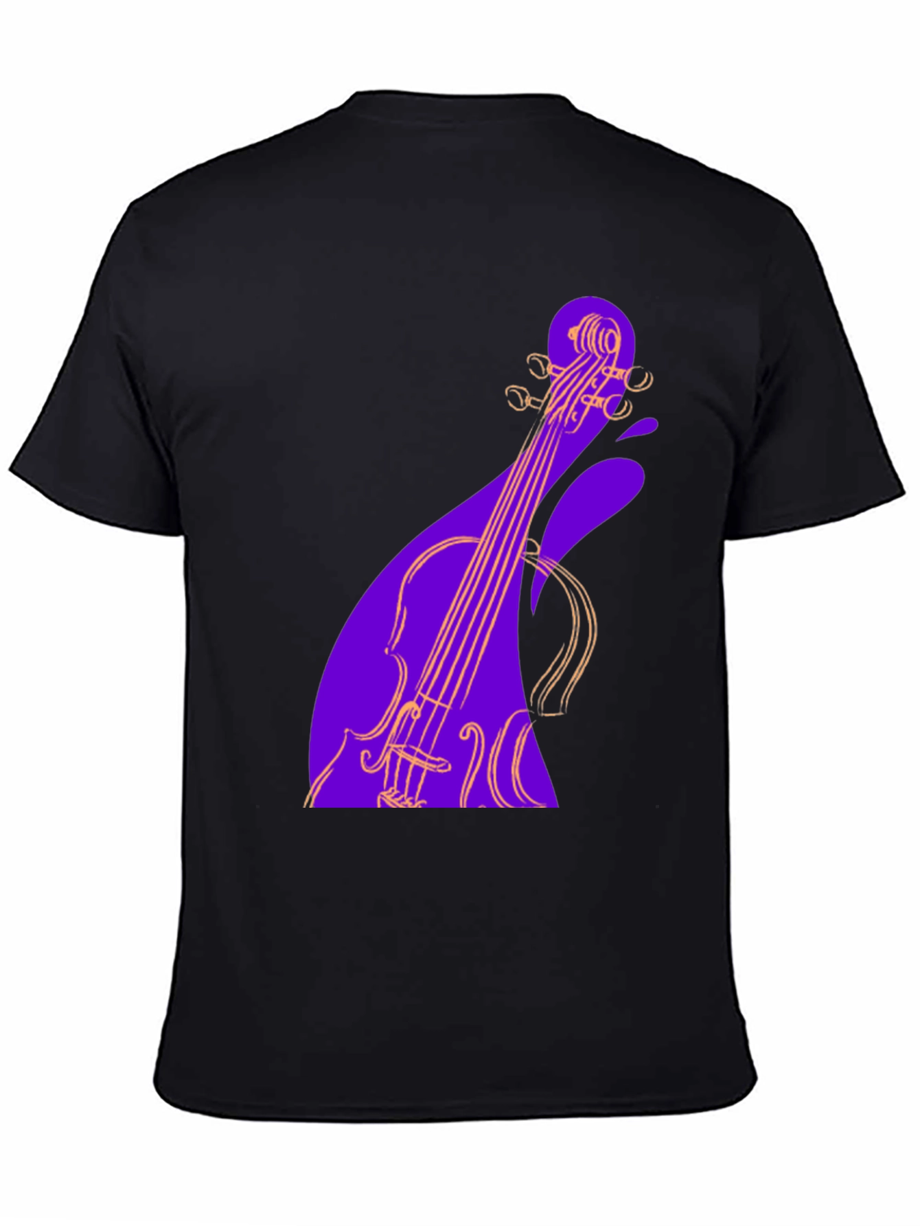 Black Abstract Violin Graphic Tee - Black view 4