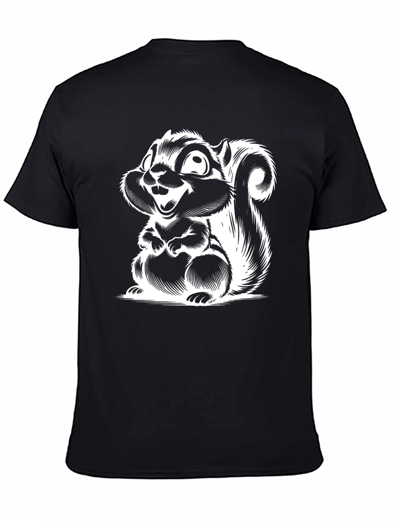 Black Squirrel Graphic Tee - Black Cotton T-Shirt view 4