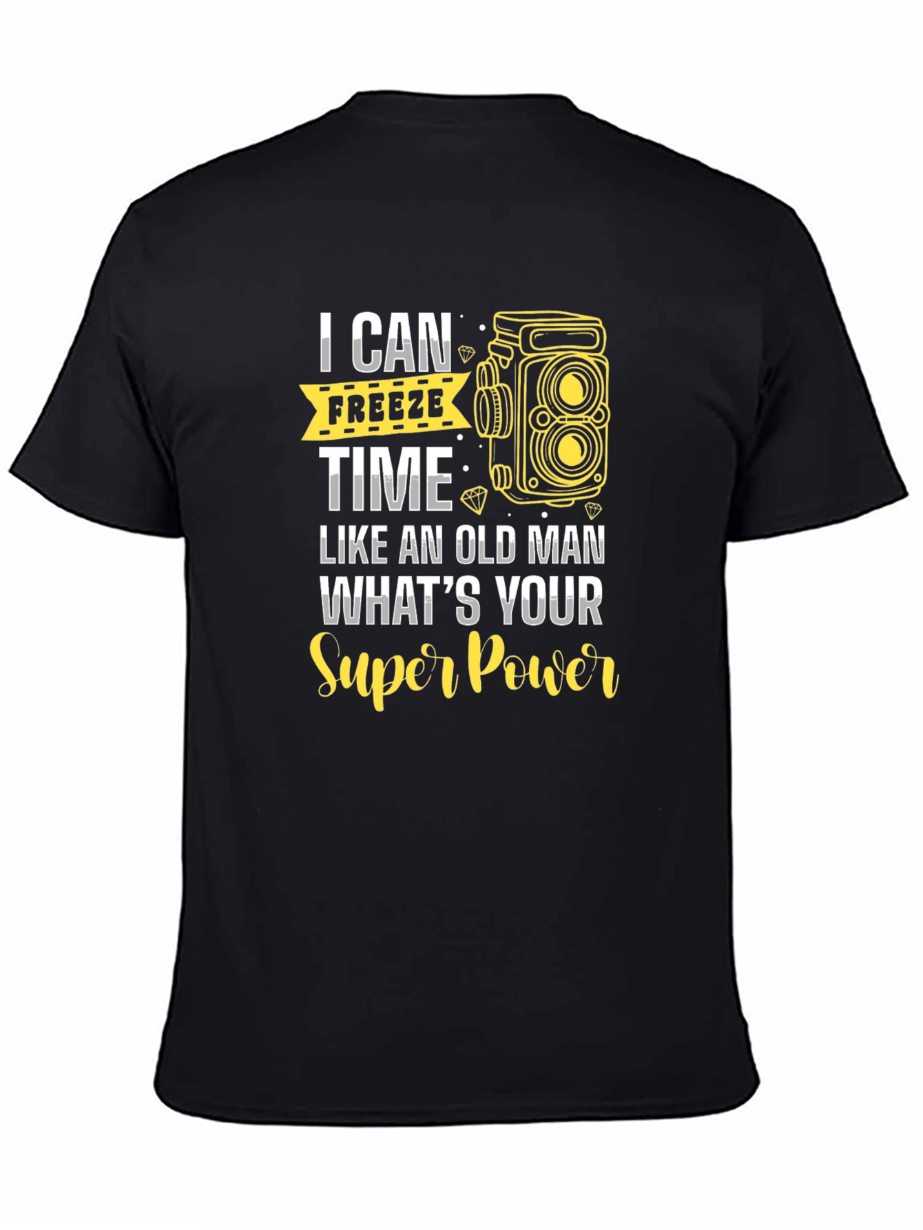 Black Freeze Time T-Shirt - Camera Graphic Tee view 4