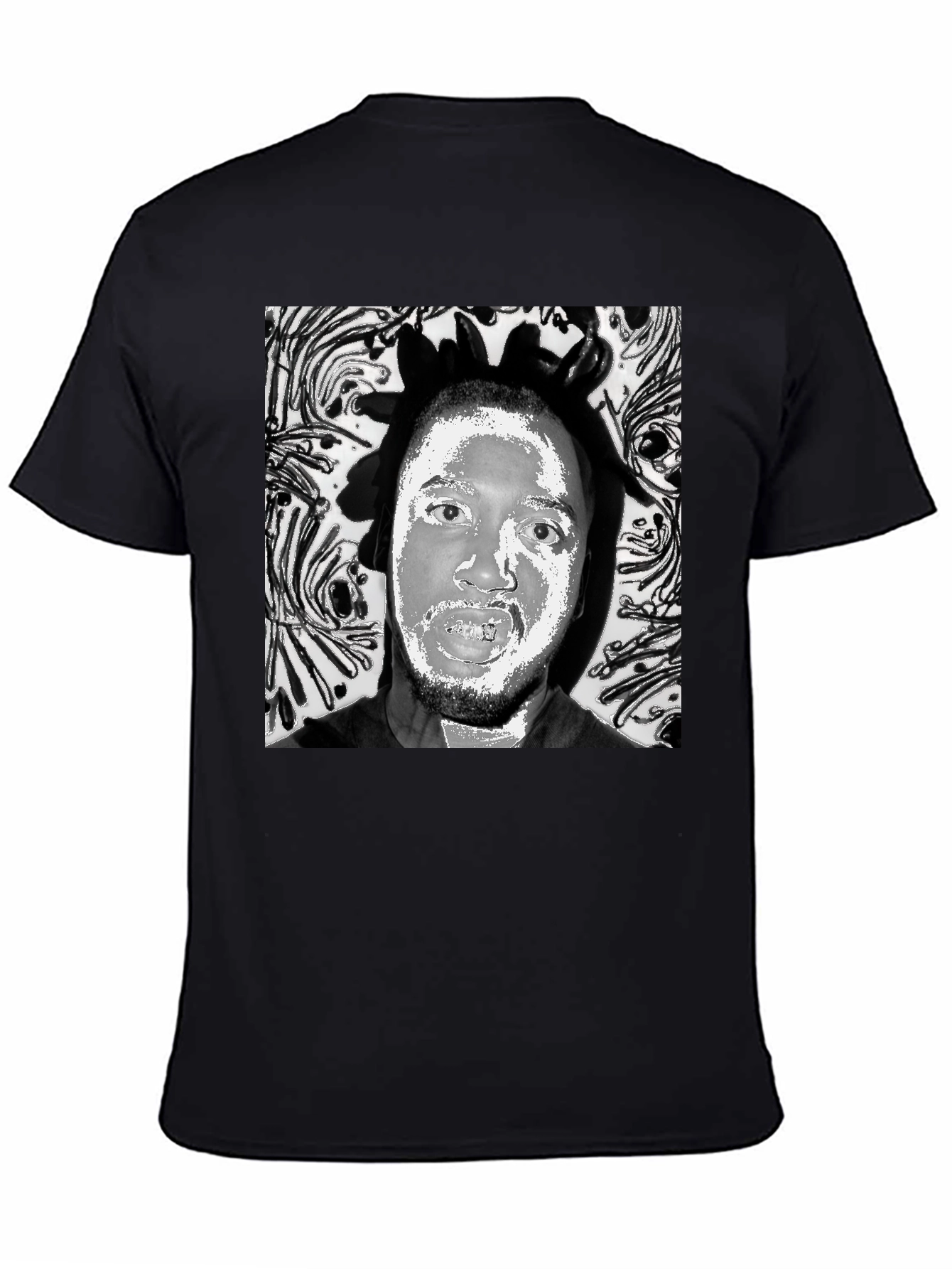 Black Black T-Shirt with Artistic Face Graphic view 4