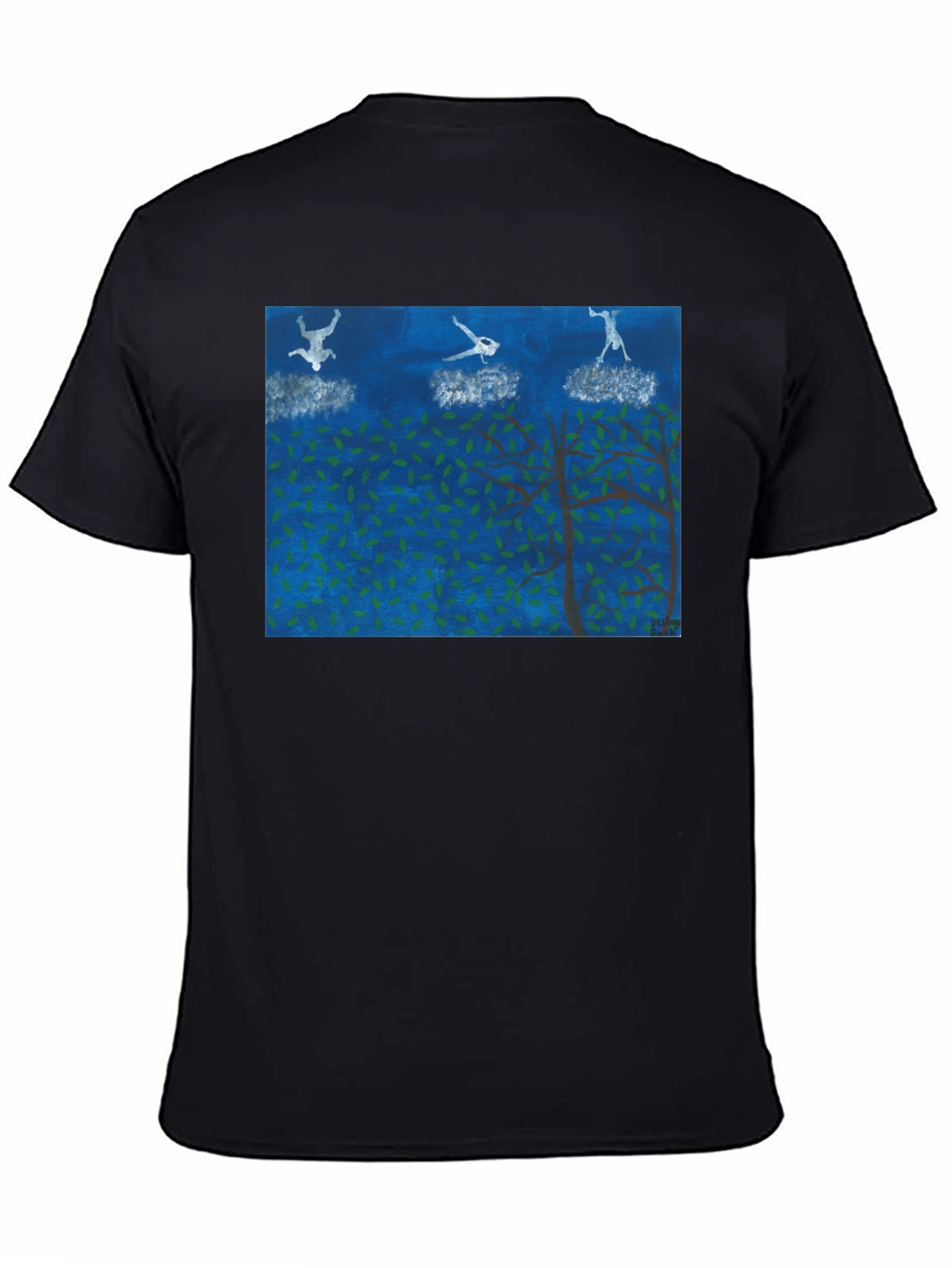 Black Surreal Skydiving Tee - Unique Art T-Shirt view 4