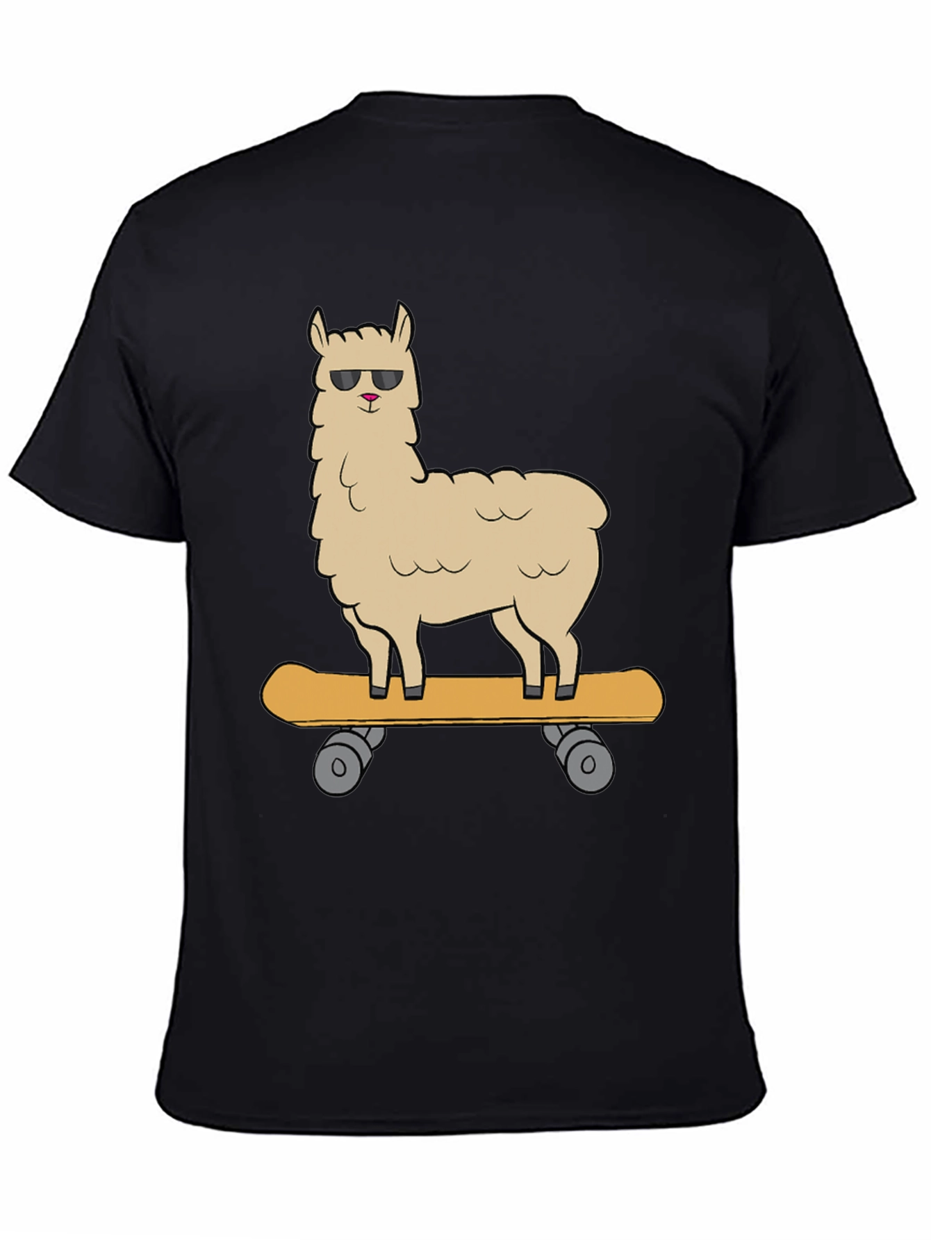 Black Cool Llama Skateboard Graphic Tee - Black view 4