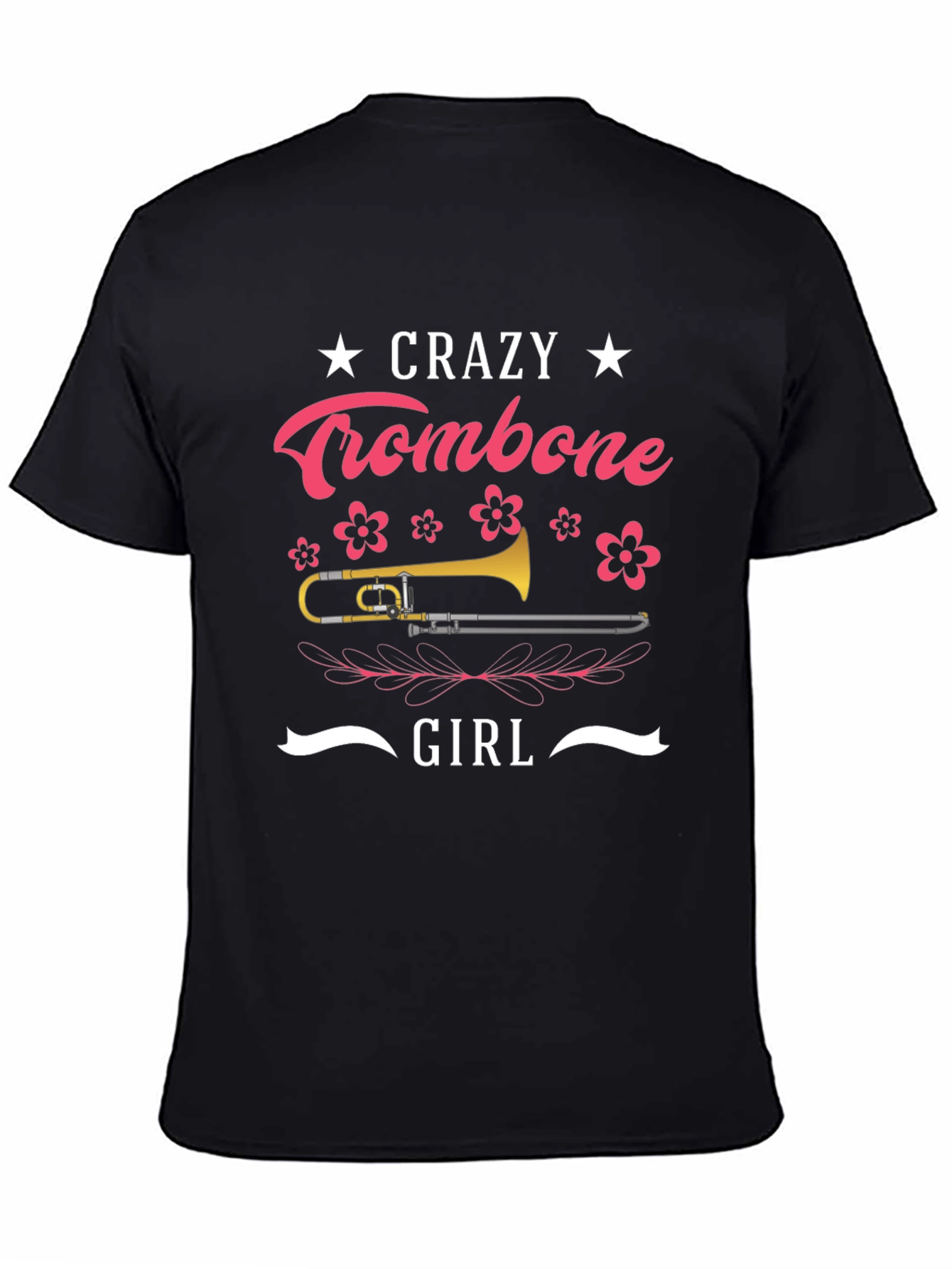 Crazy Trombone Girl Black T-Shirt - 4