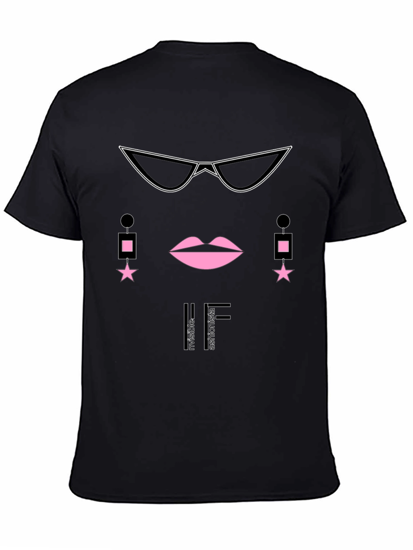 Black Stylish Graphic Tee - "Invisible Fashionista" view 4