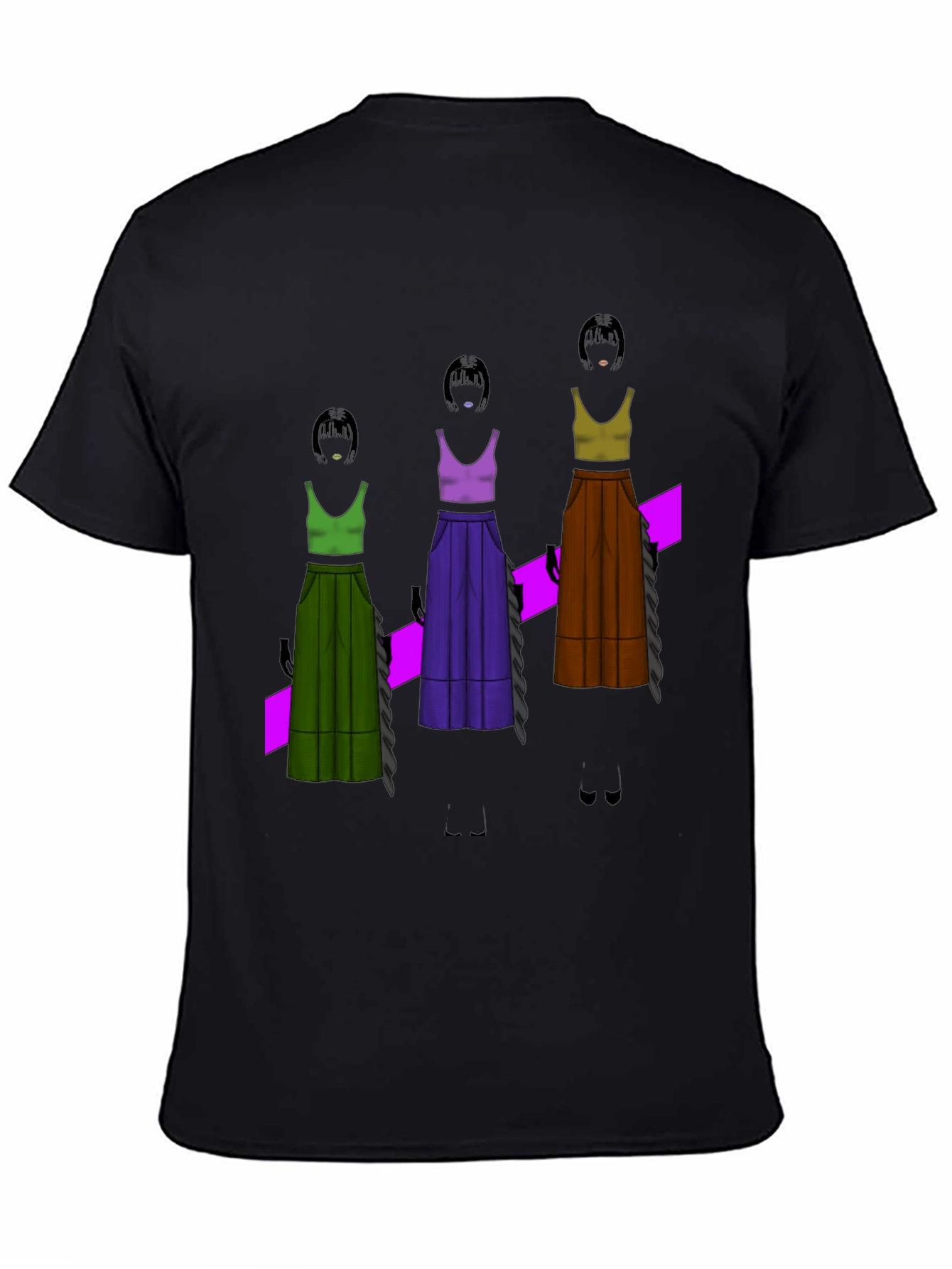 Black Unique Graphic T-Shirt - Fashion Illustration view 4