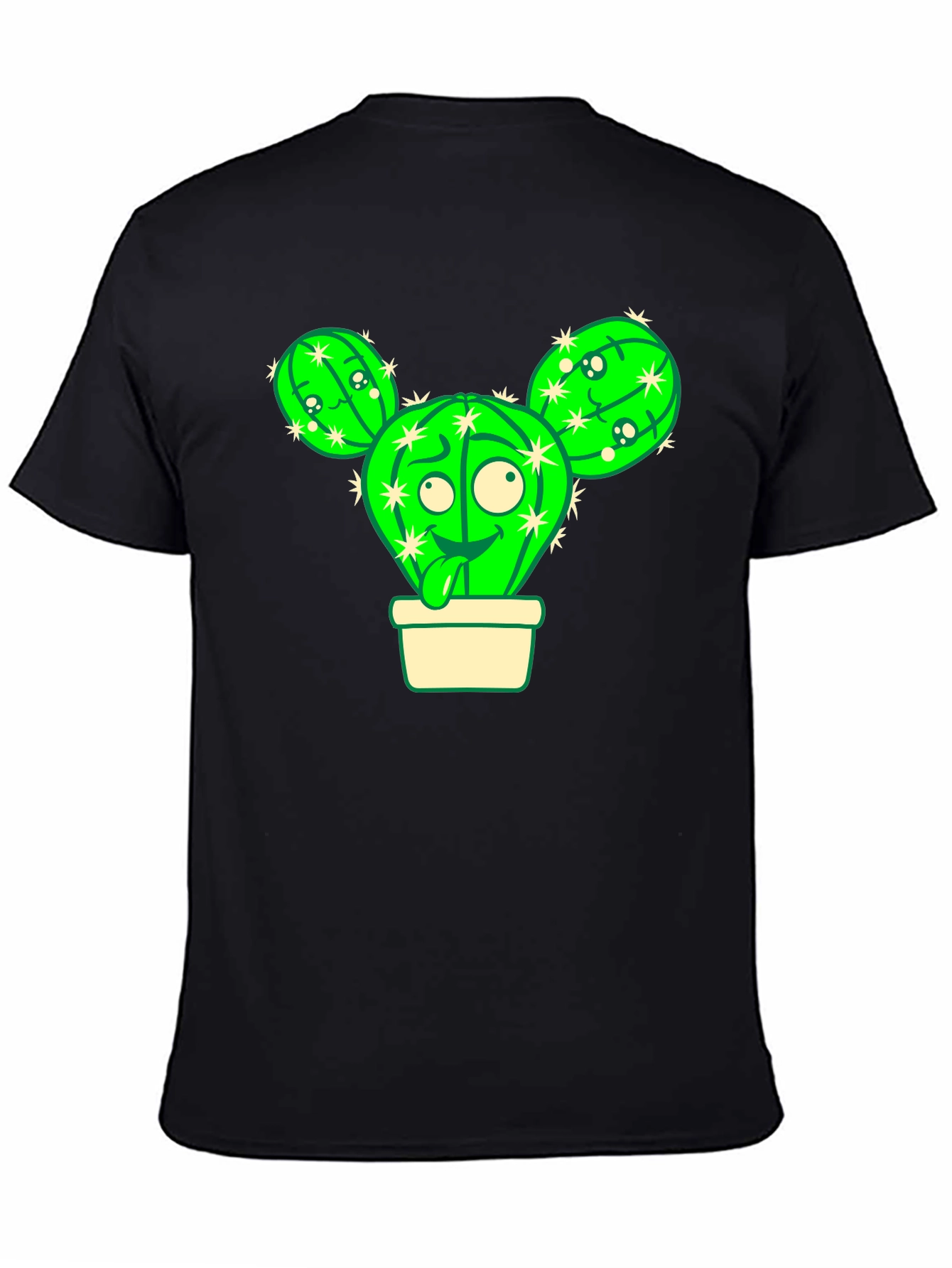 Black Cartoon Cactus T-Shirt view 4